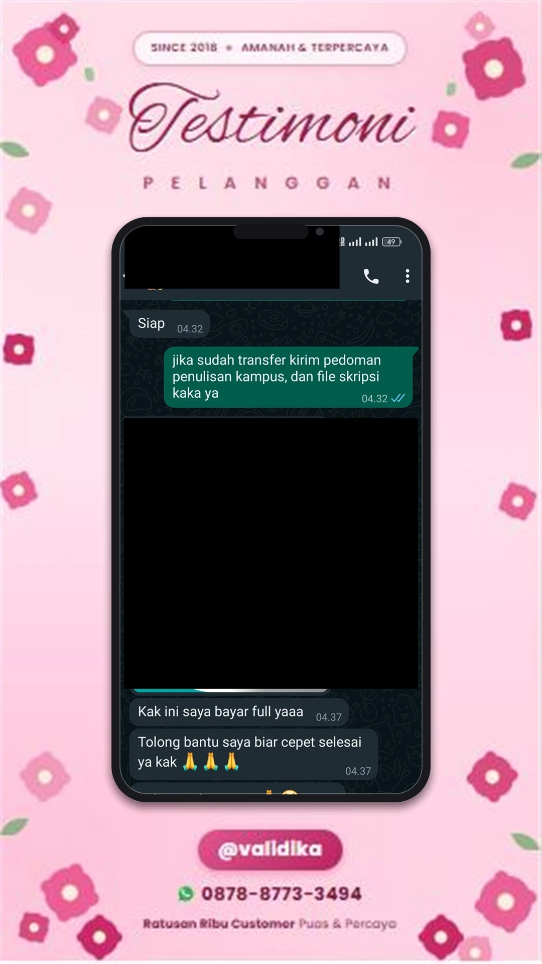 Bukti testimoni pelanggan