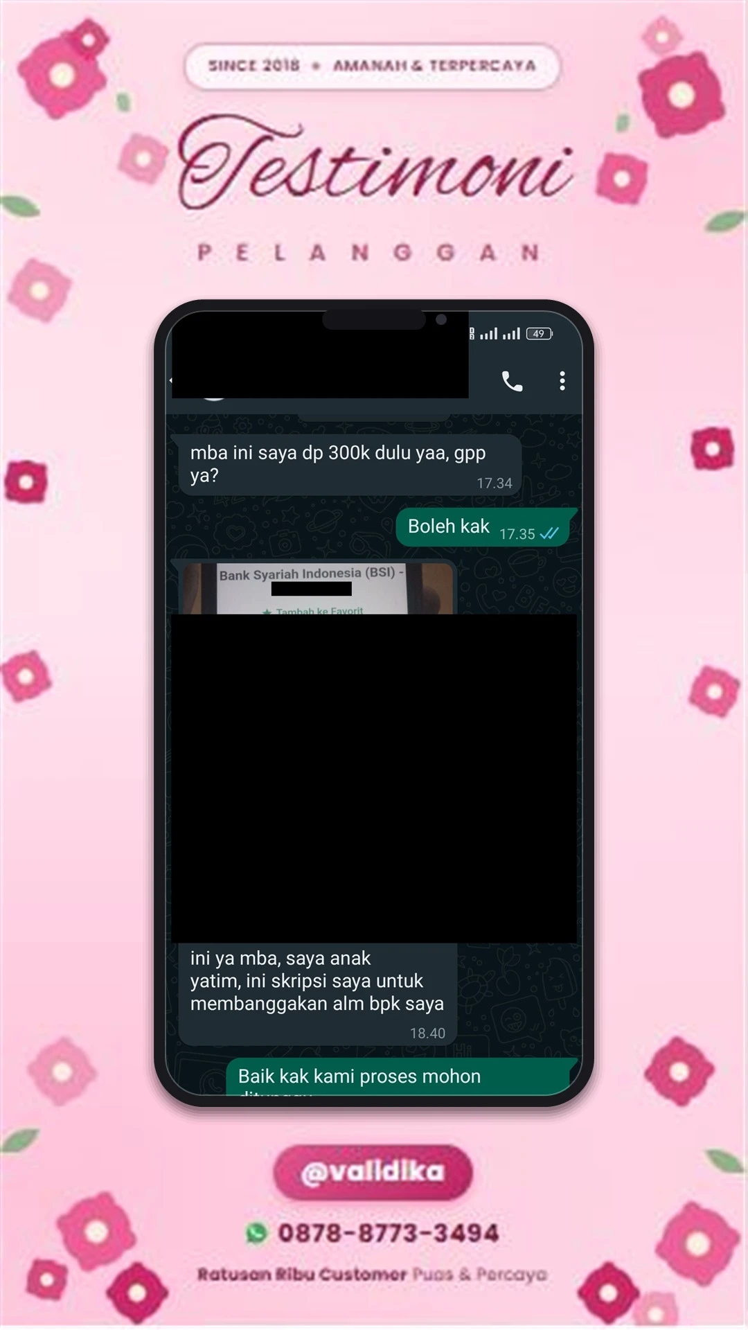 Bukti testimoni pelanggan