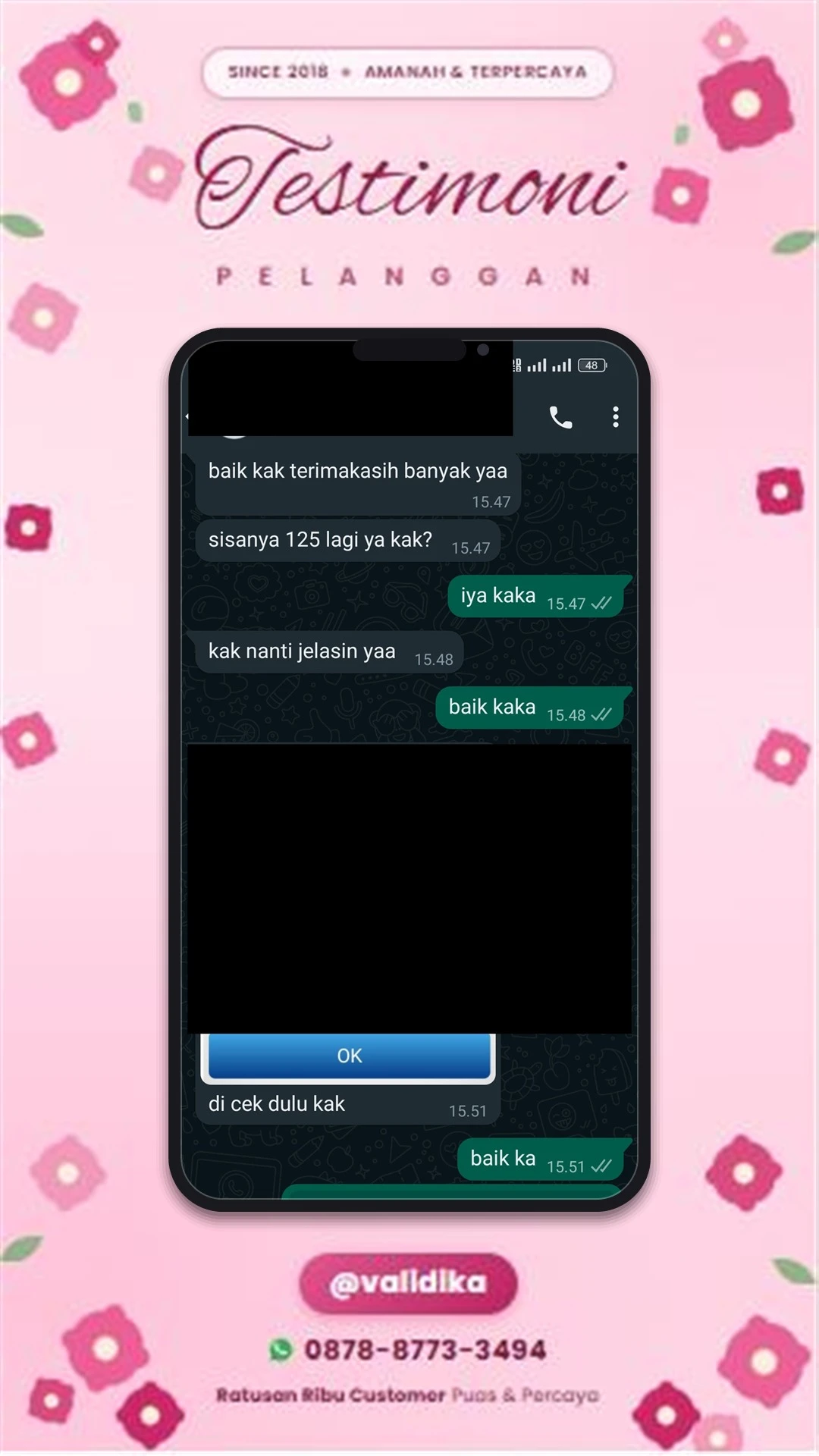 Bukti testimoni pelanggan