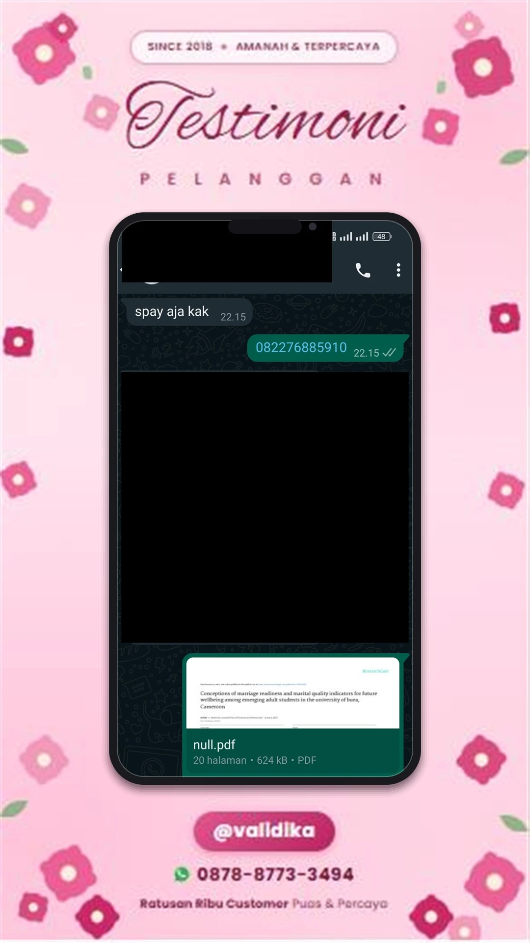 Bukti testimoni pelanggan