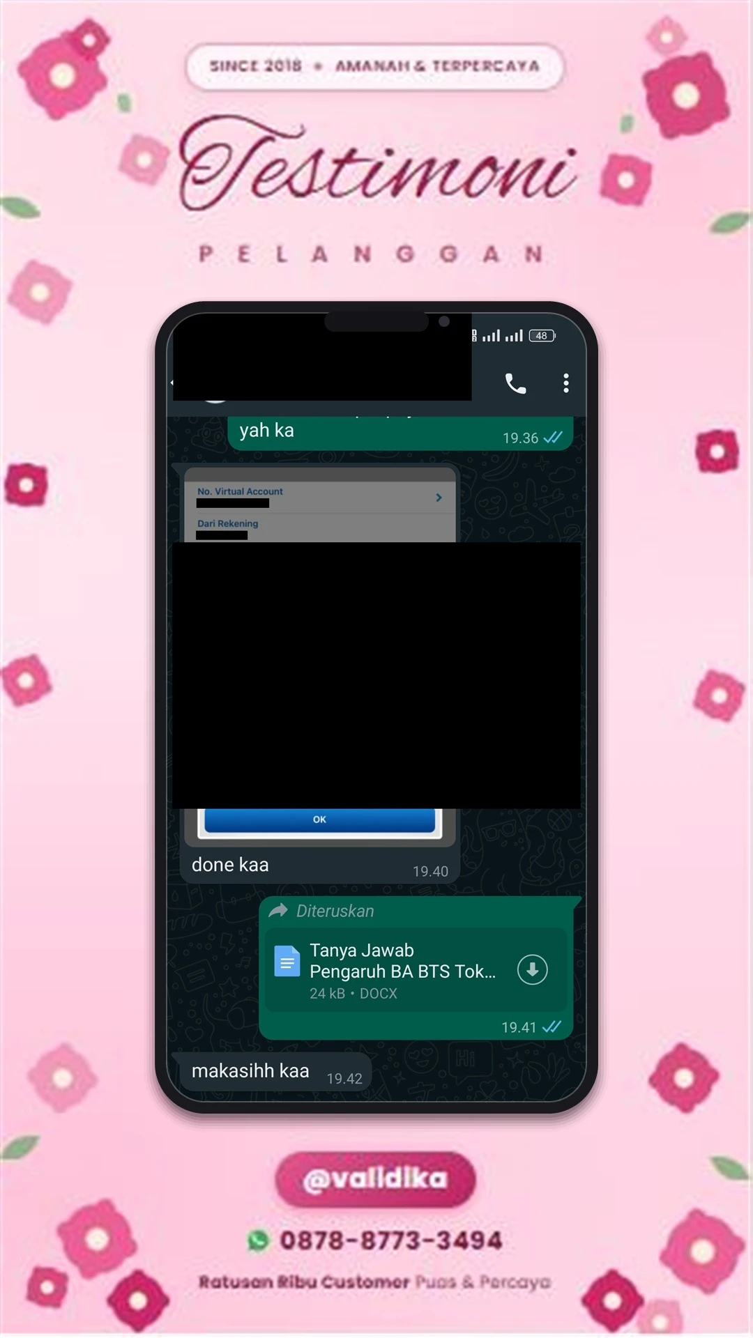 Bukti testimoni pelanggan