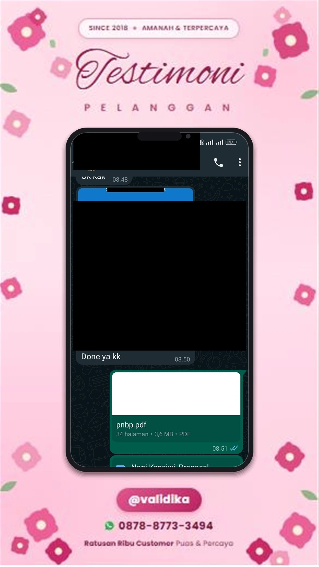 Bukti testimoni pelanggan