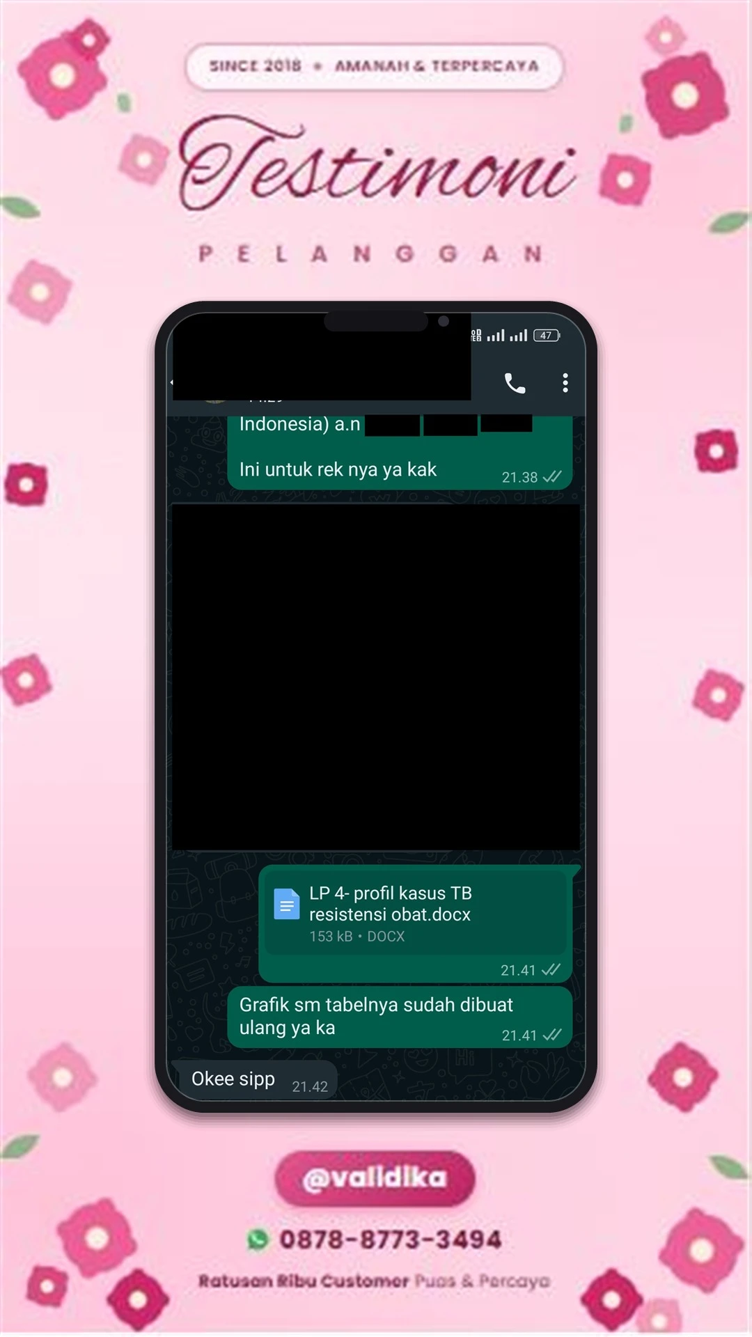 Bukti testimoni pelanggan