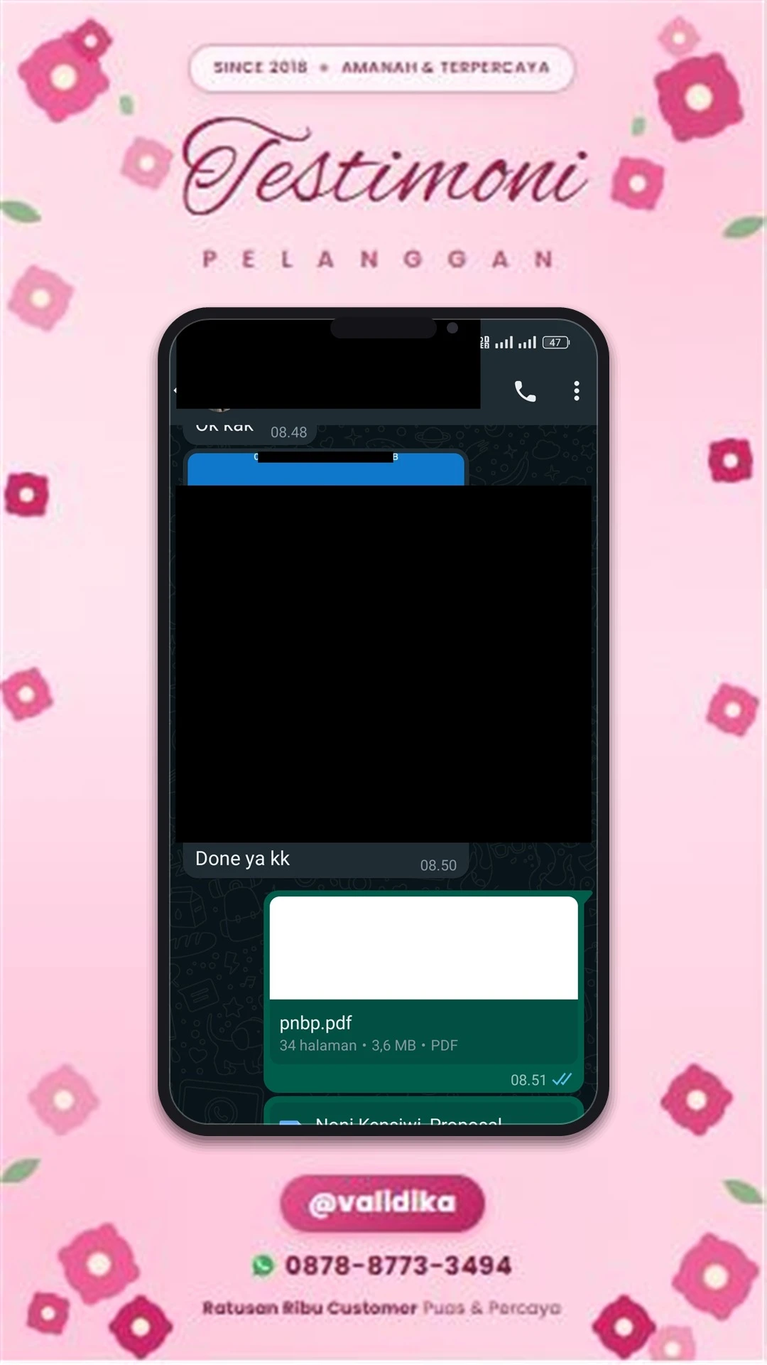 Bukti testimoni pelanggan