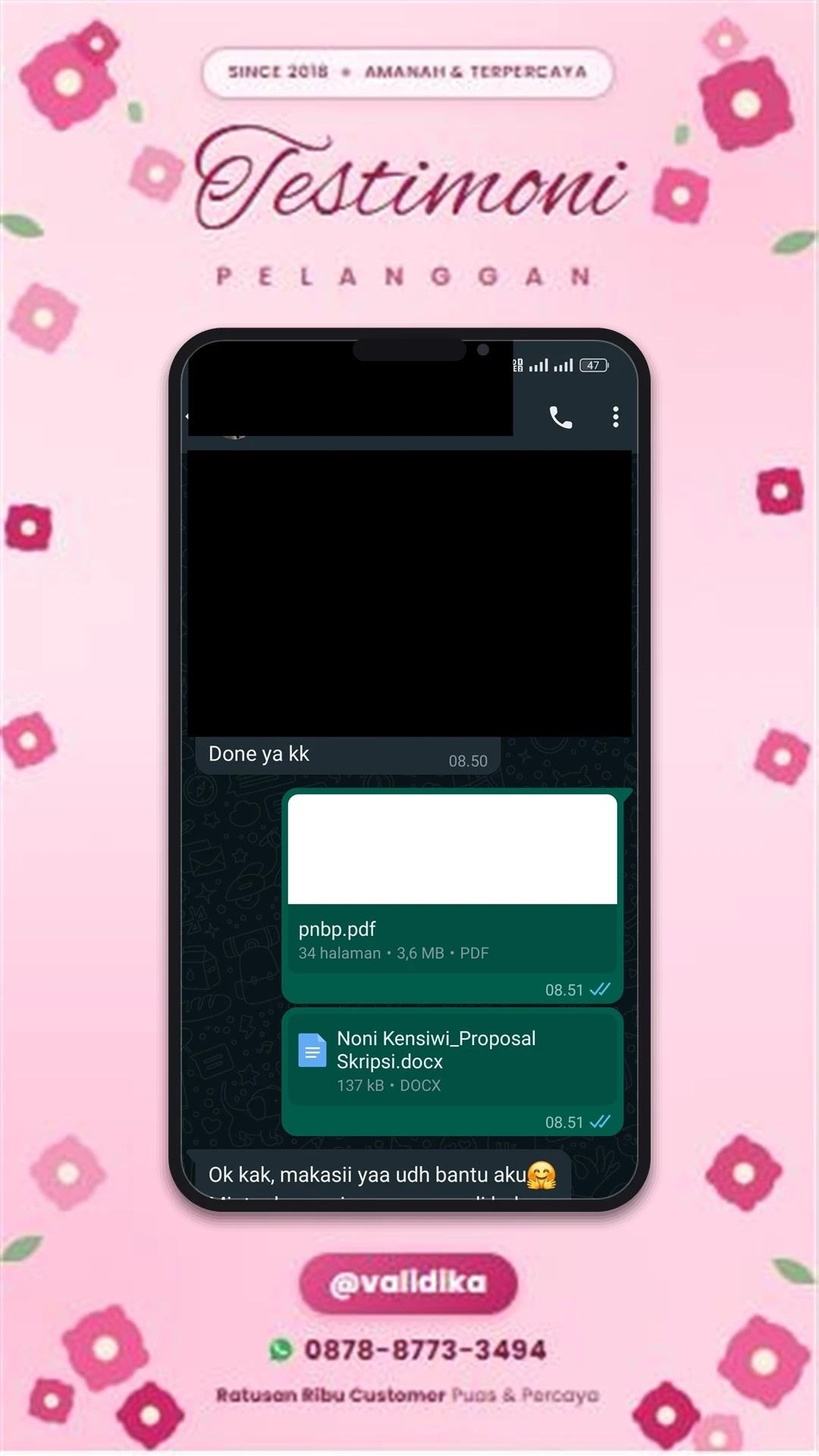 Bukti testimoni pelanggan