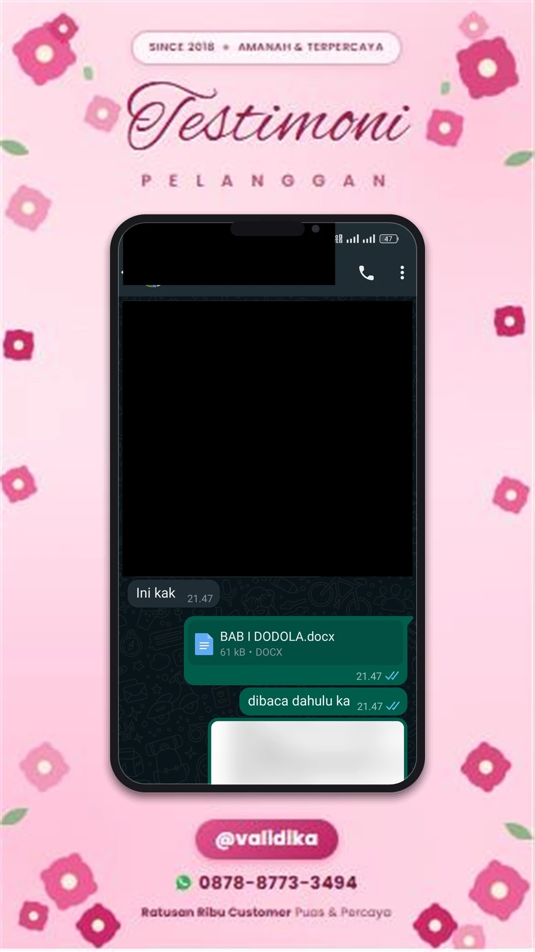 Bukti testimoni pelanggan