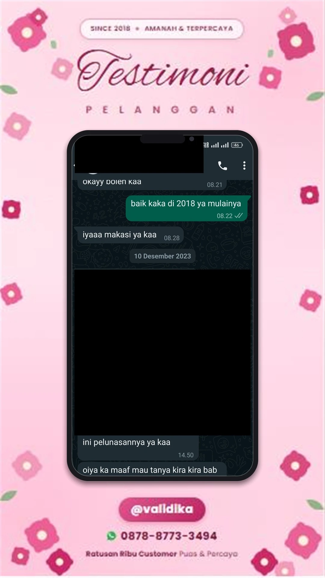 Bukti testimoni pelanggan