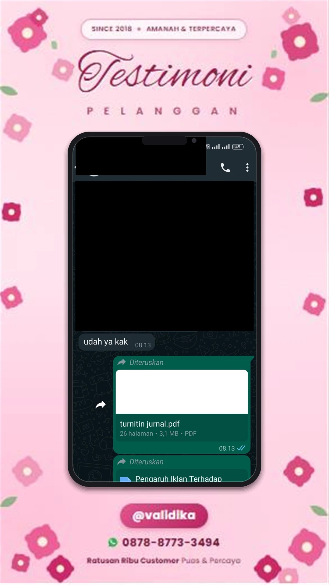 Bukti testimoni pelanggan