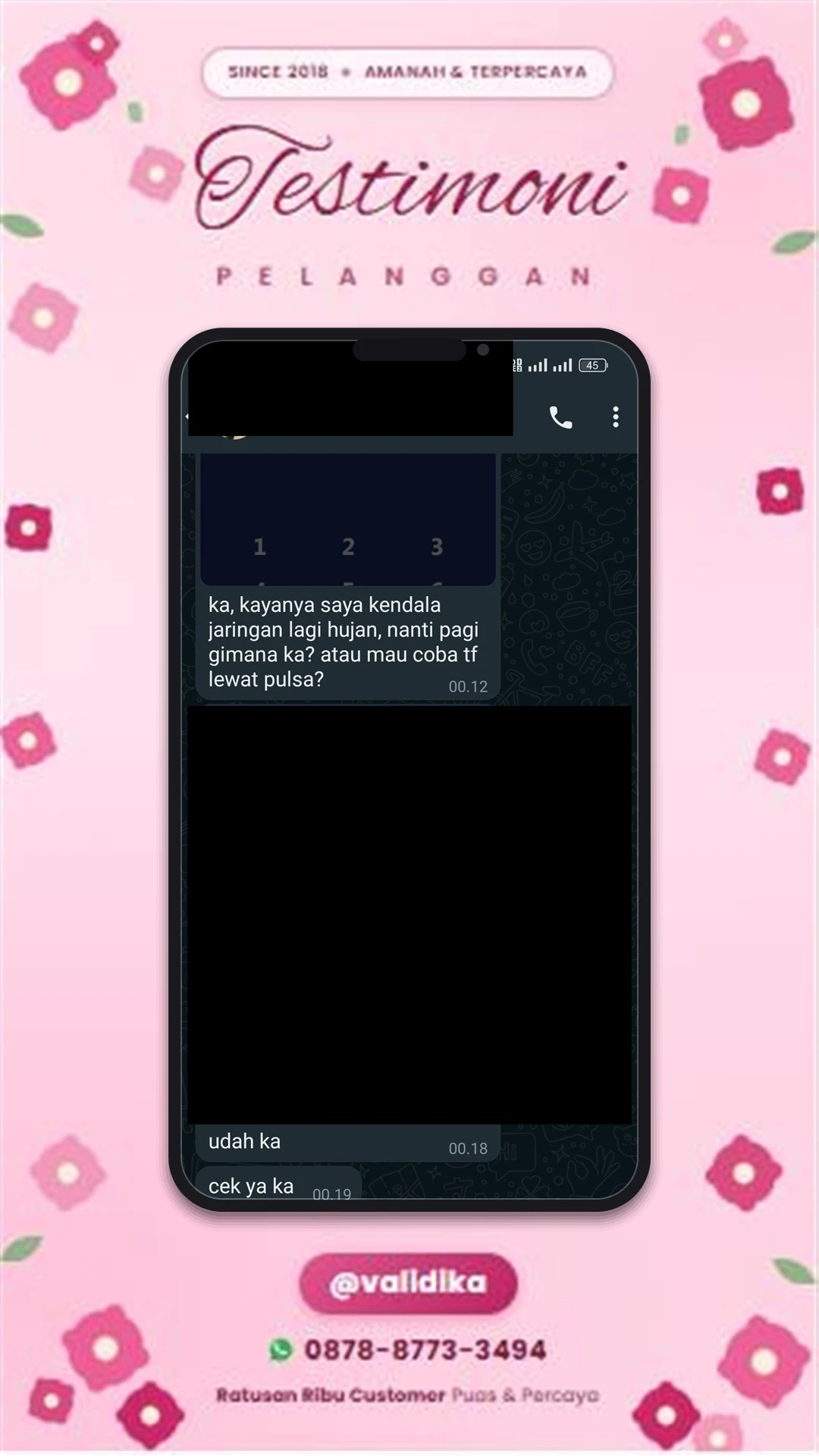 Bukti testimoni pelanggan
