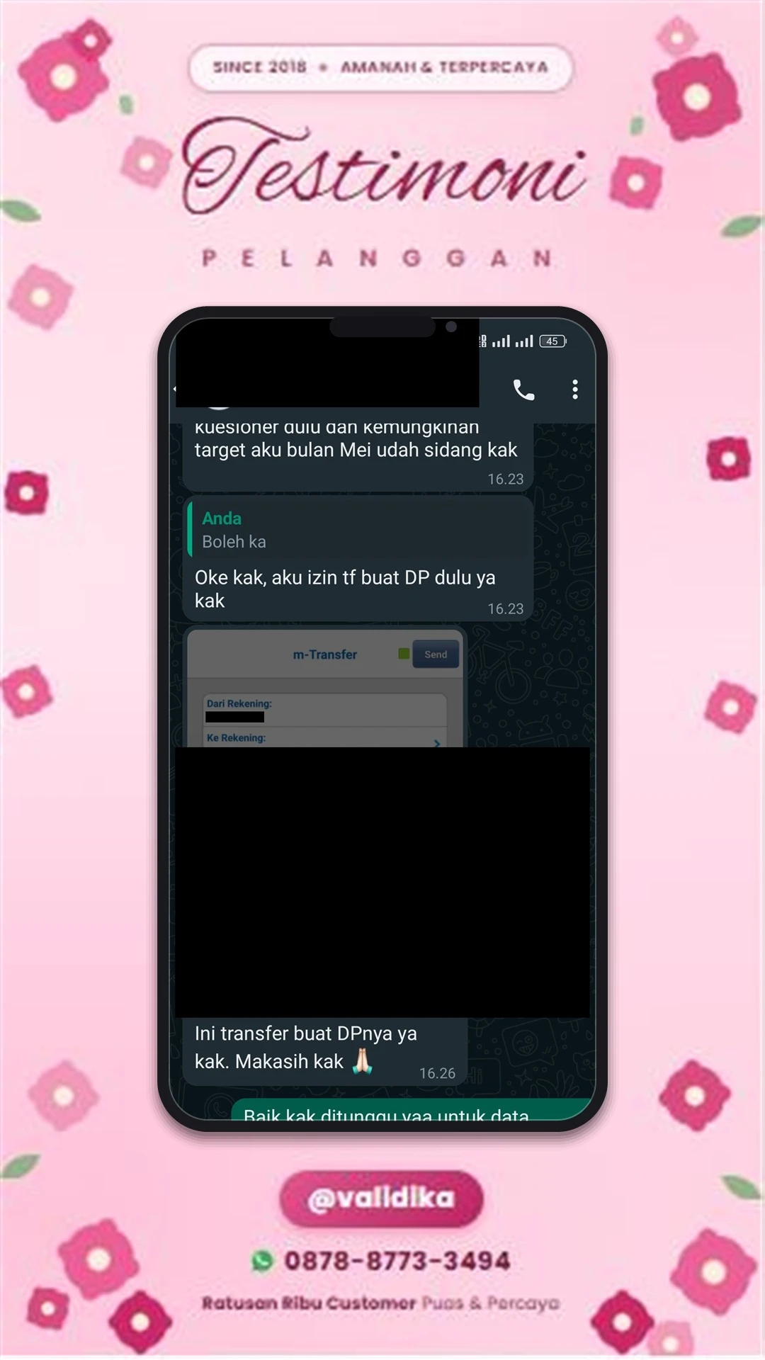 Bukti testimoni pelanggan