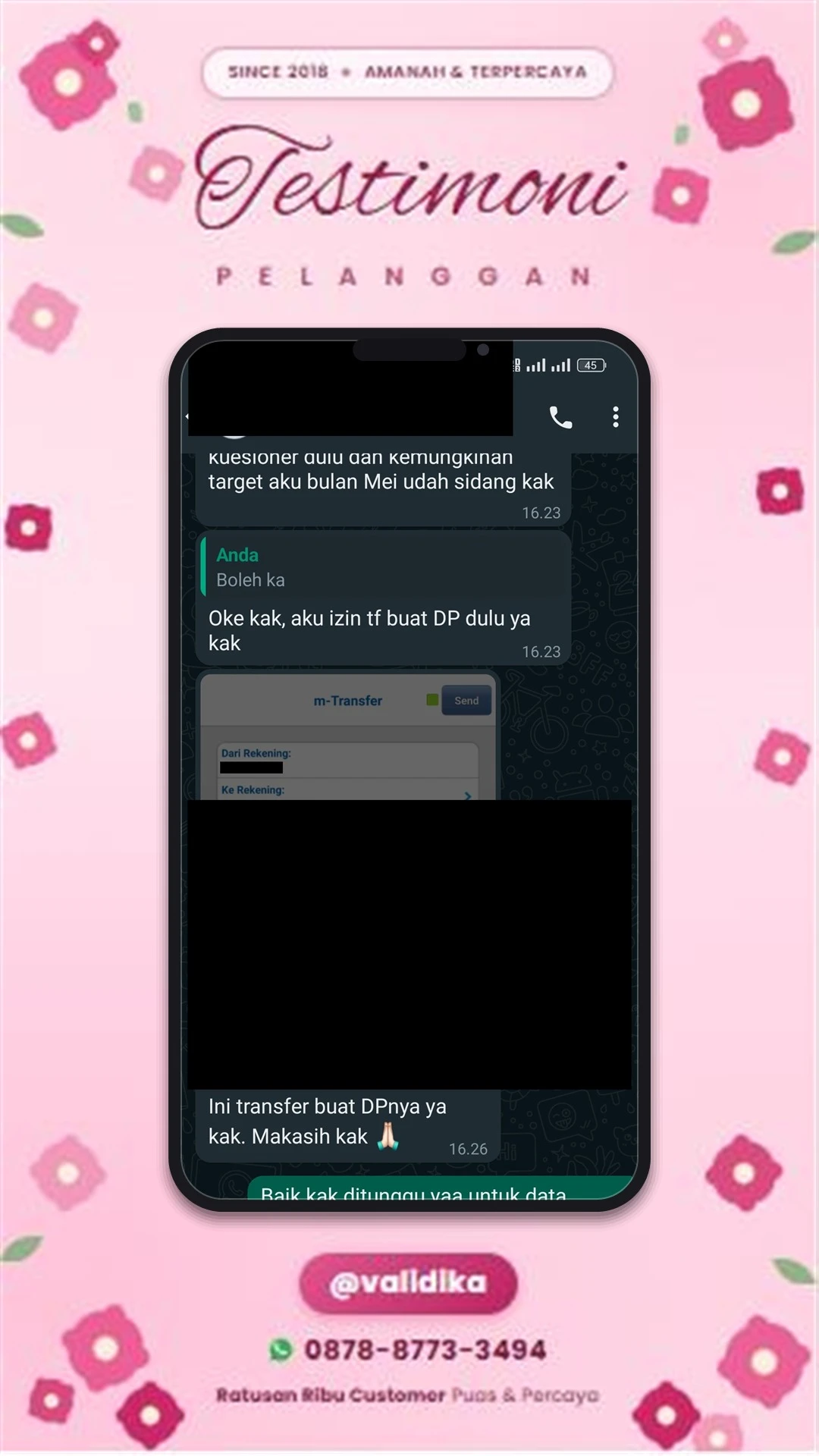 Bukti testimoni pelanggan