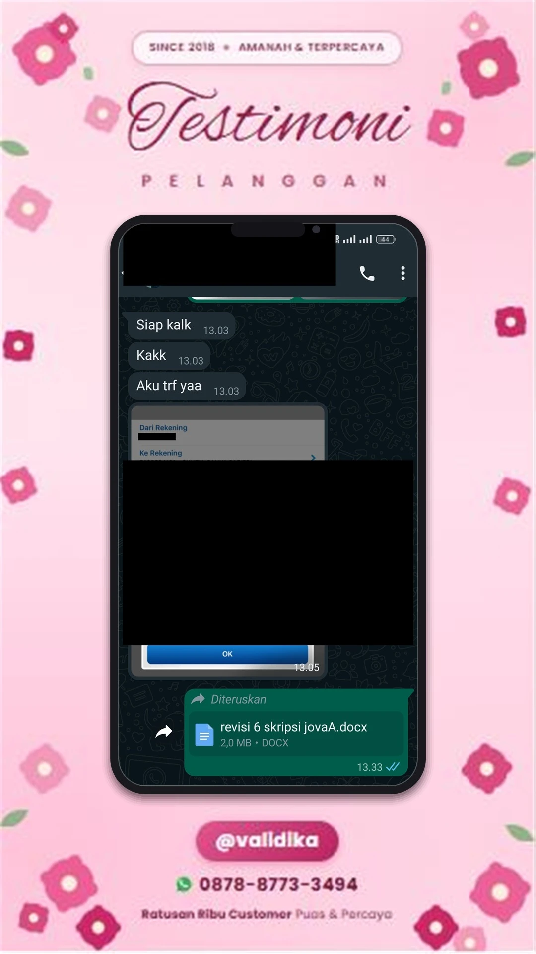 Bukti testimoni pelanggan