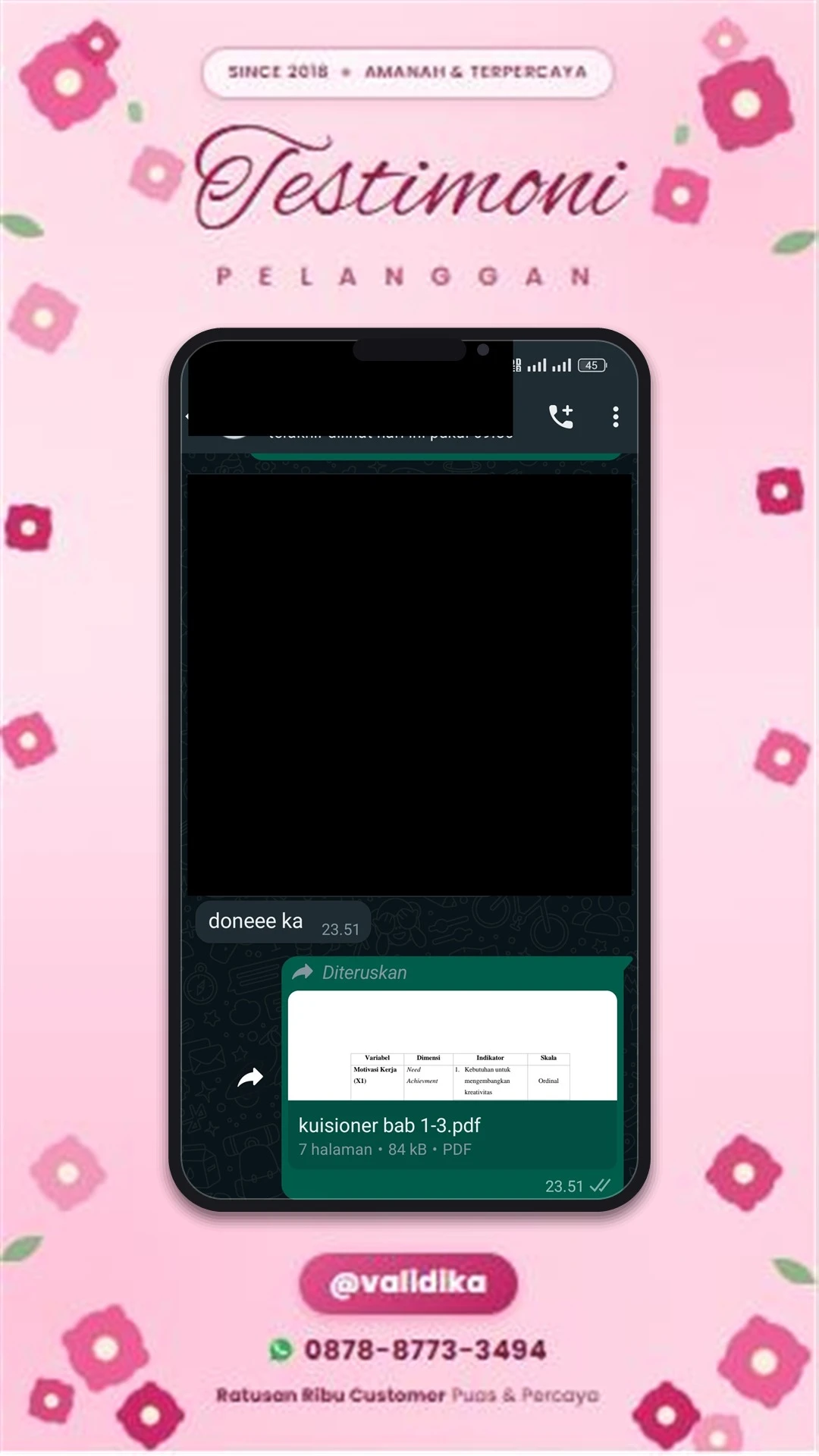 Bukti testimoni pelanggan