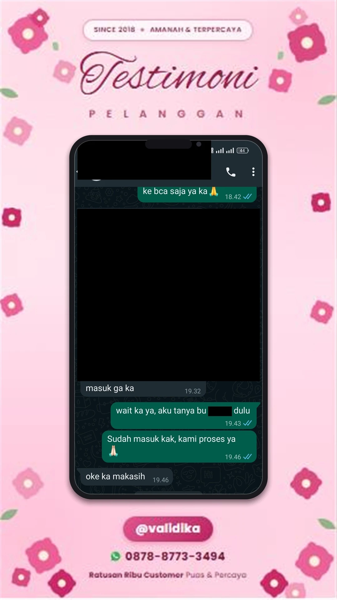 Bukti testimoni pelanggan
