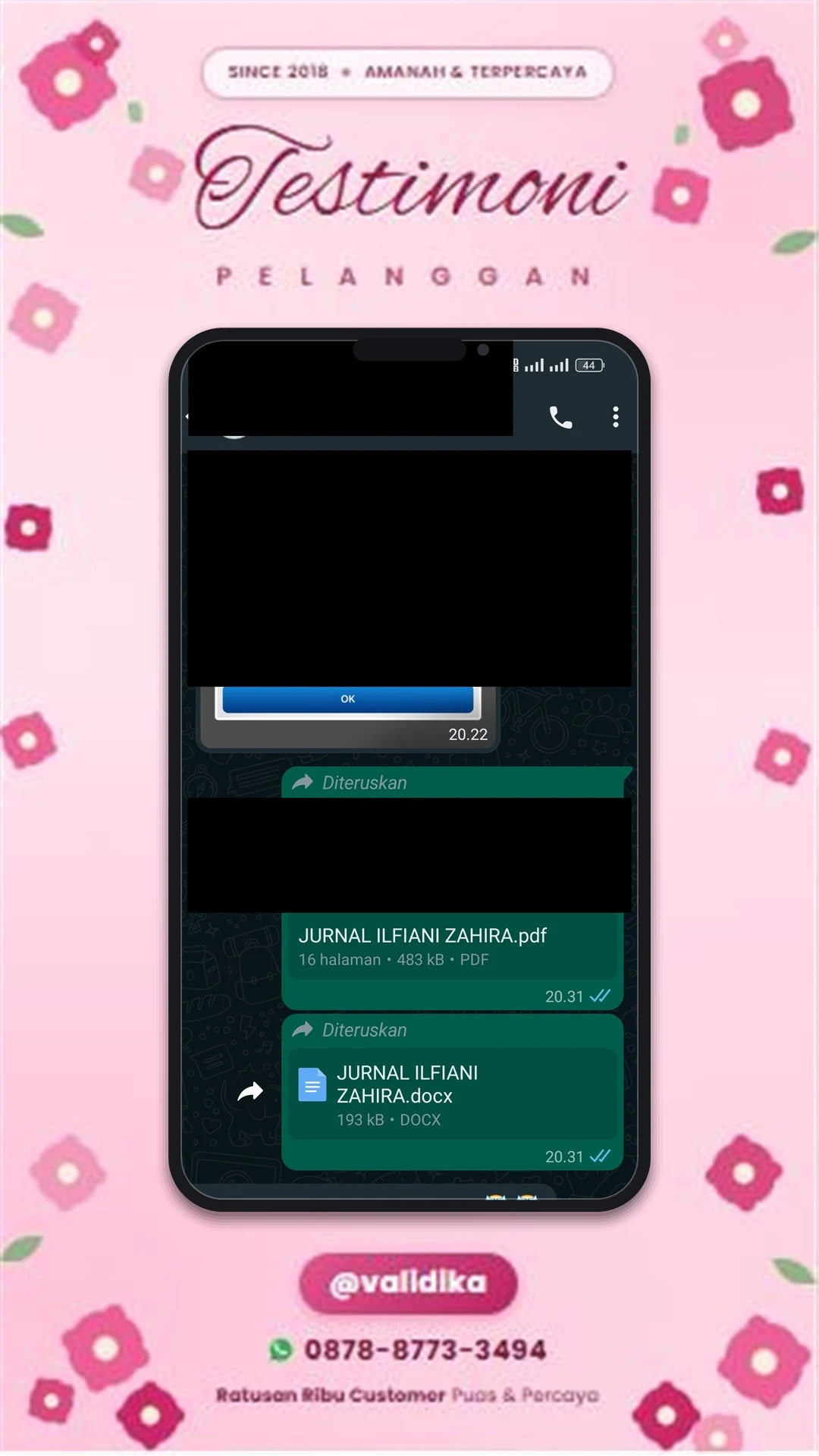 Bukti testimoni pelanggan