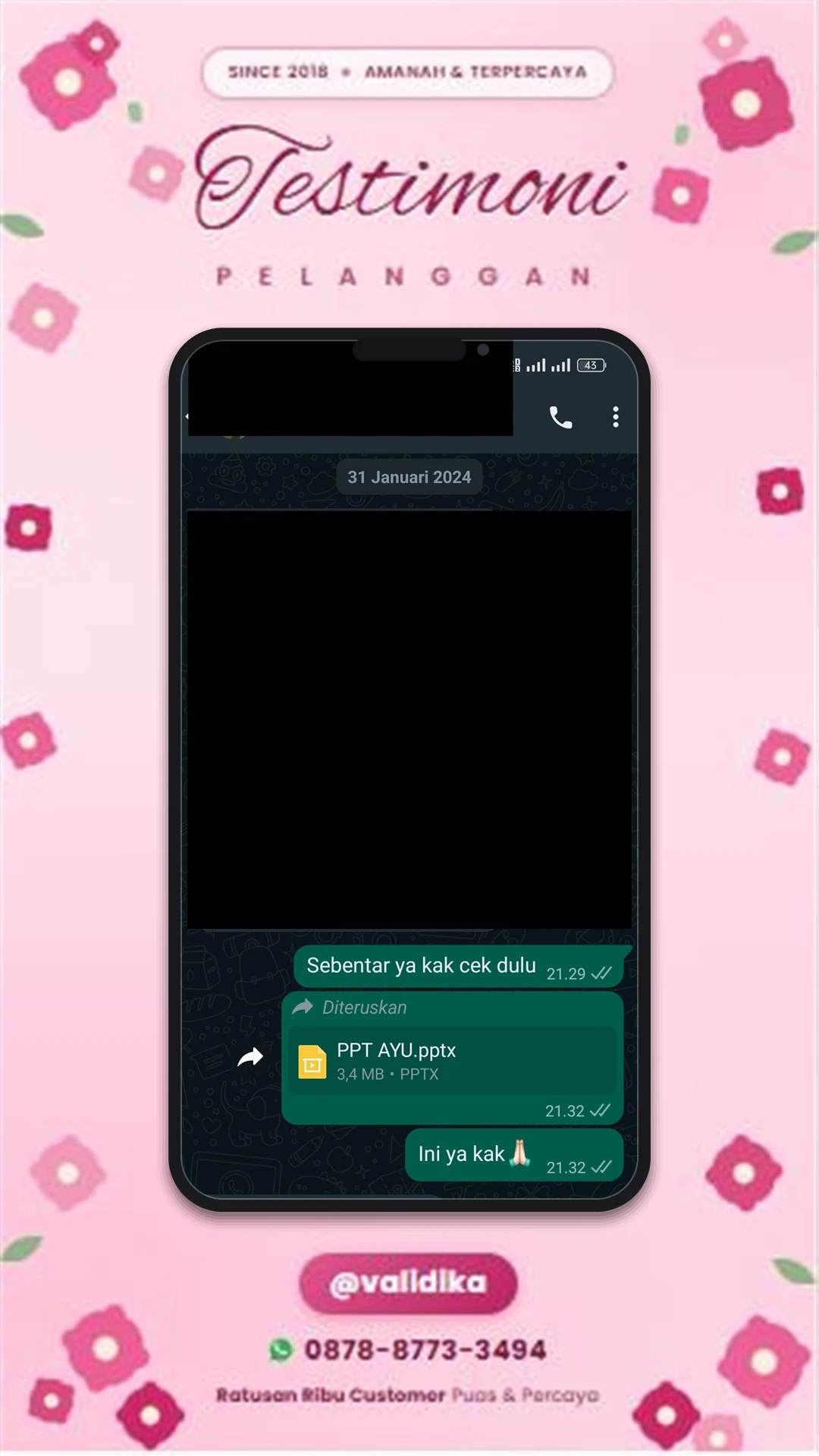 Bukti testimoni pelanggan
