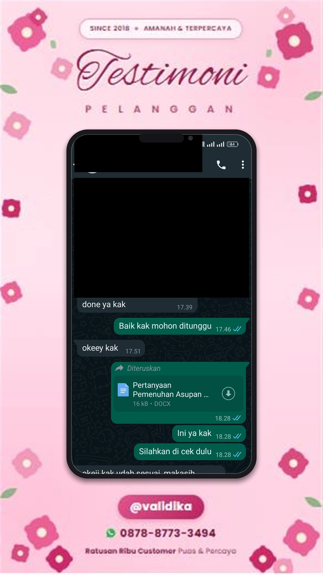 Bukti testimoni pelanggan