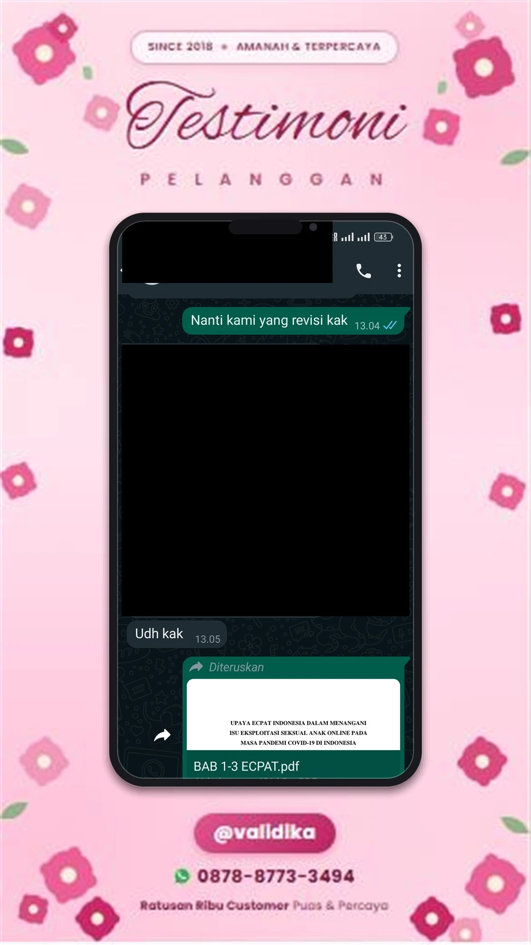 Bukti testimoni pelanggan