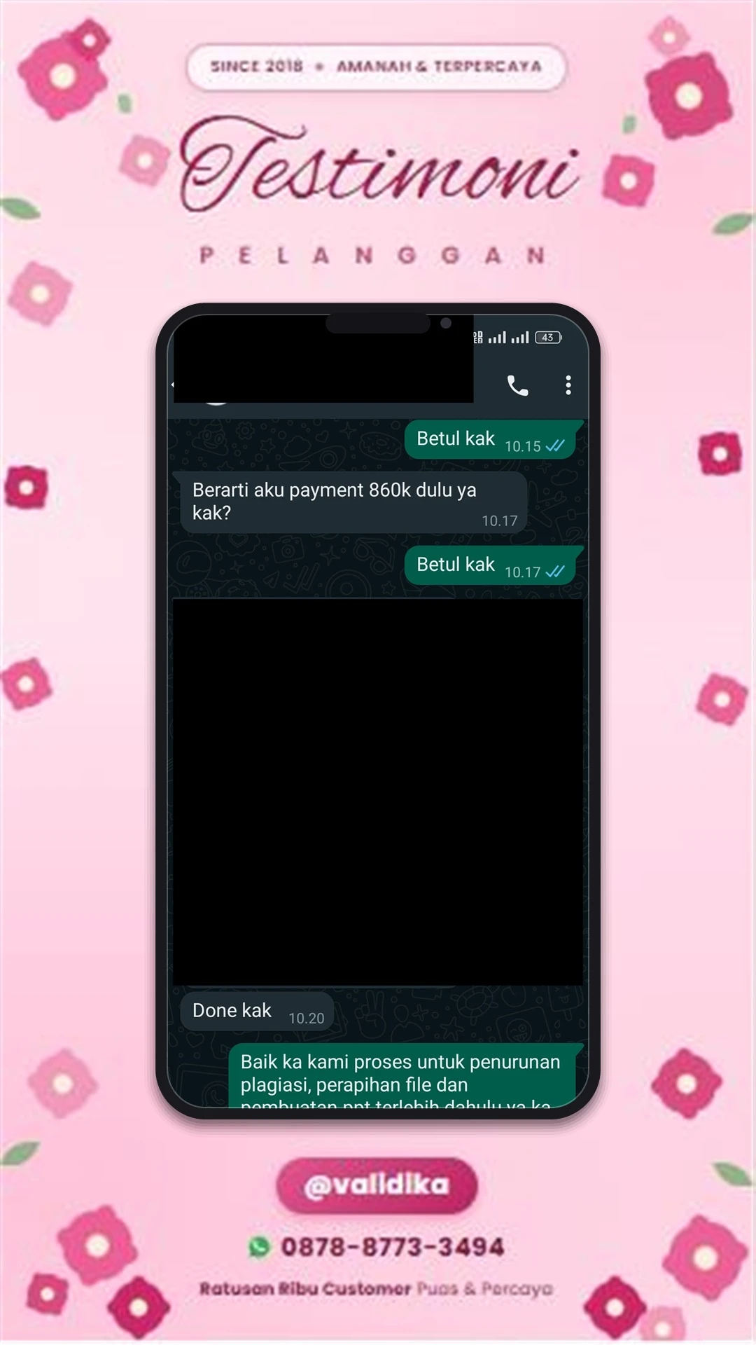 Bukti testimoni pelanggan