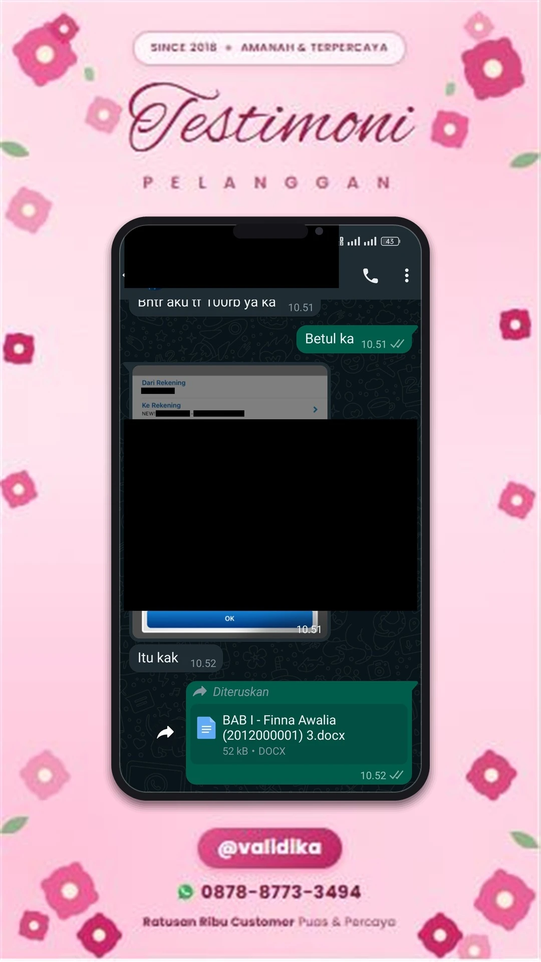 Bukti testimoni pelanggan