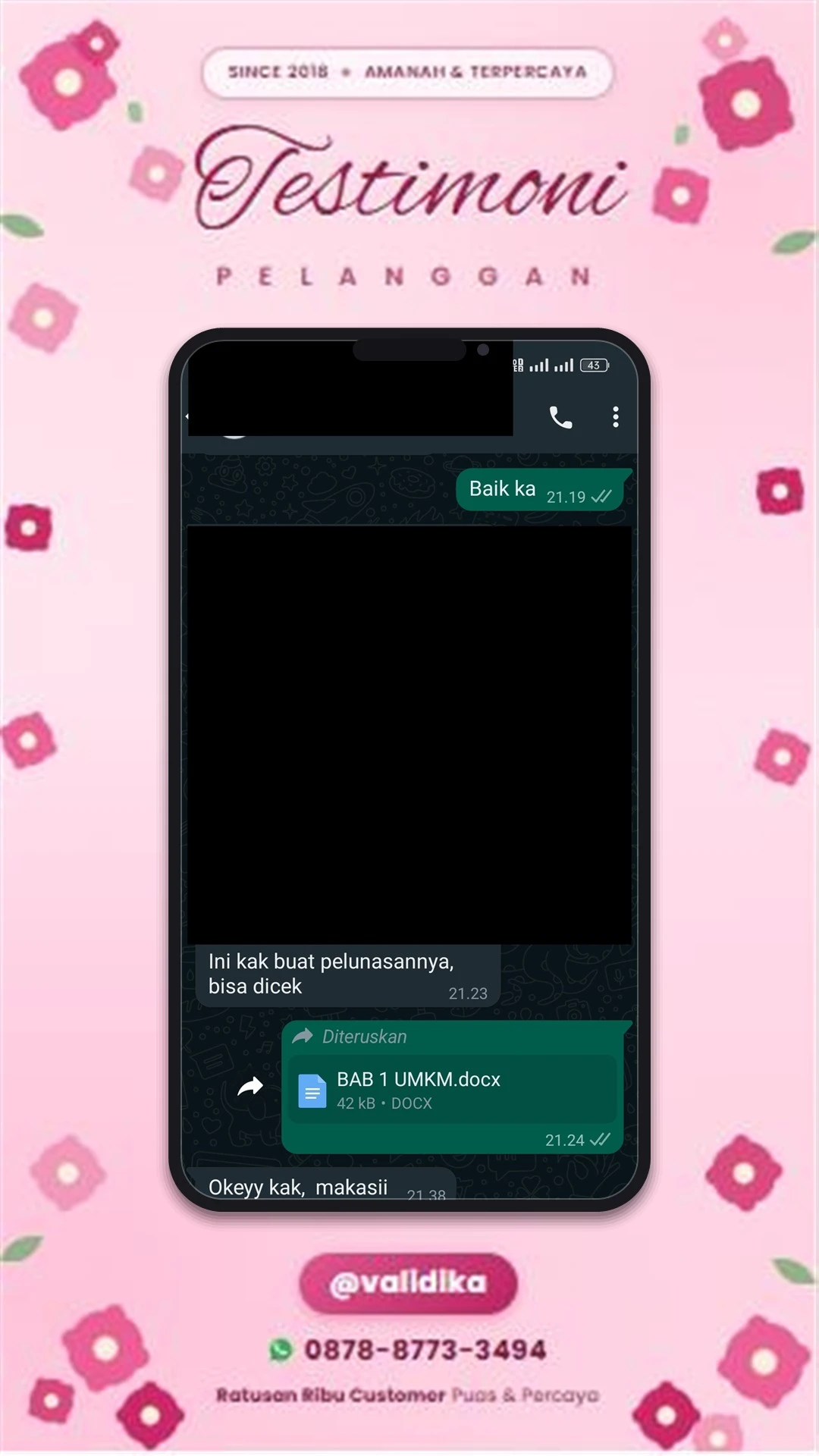 Bukti testimoni pelanggan