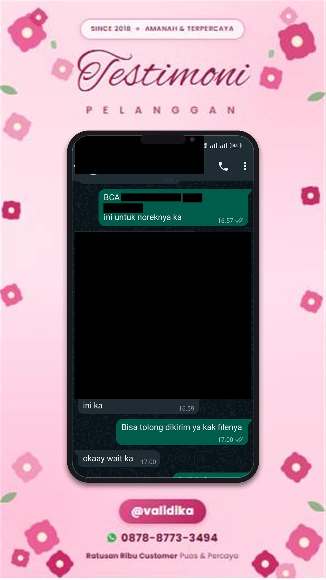 Bukti testimoni pelanggan