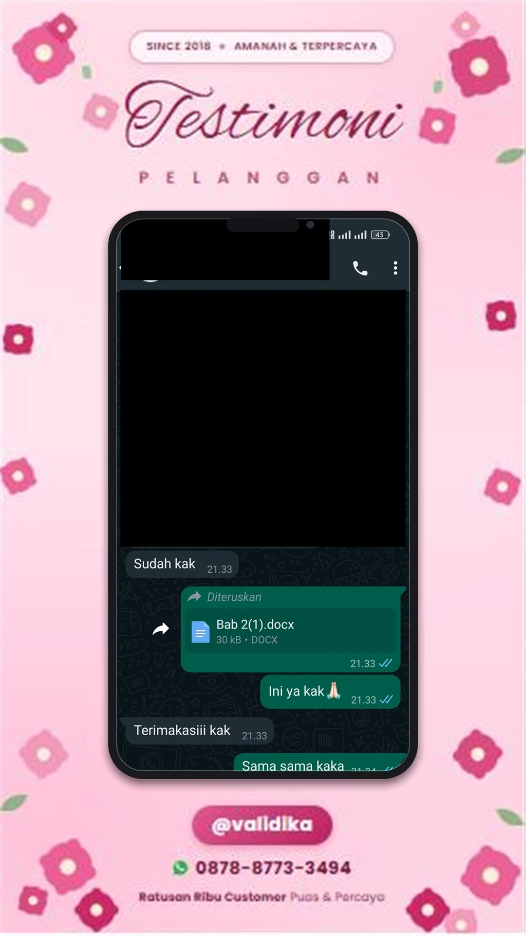 Bukti testimoni pelanggan