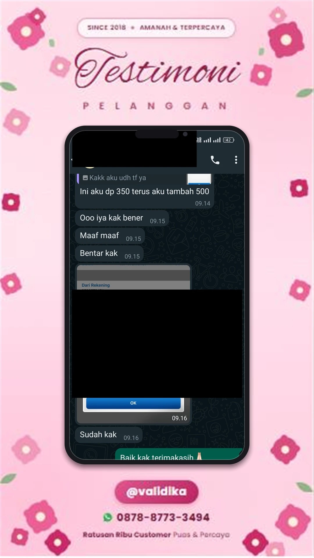 Bukti testimoni pelanggan