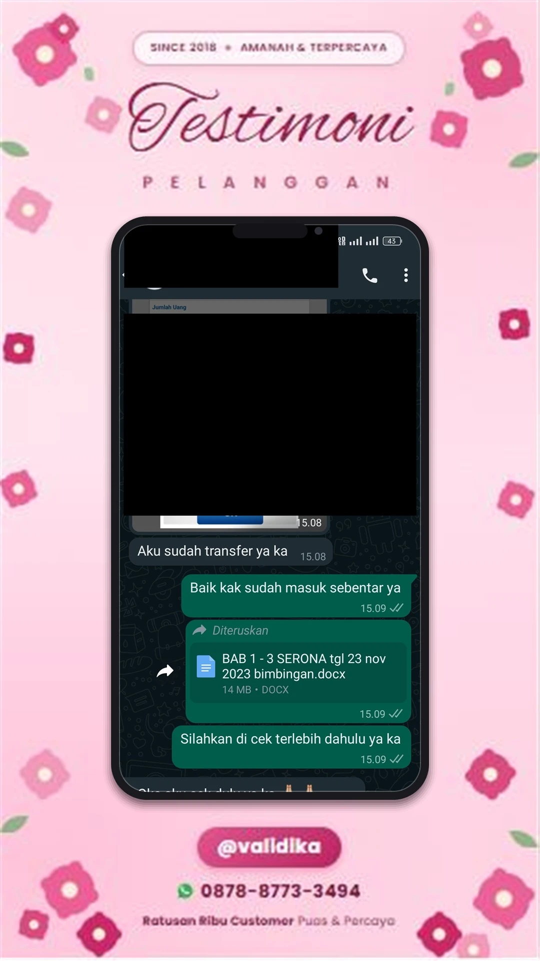 Bukti testimoni pelanggan
