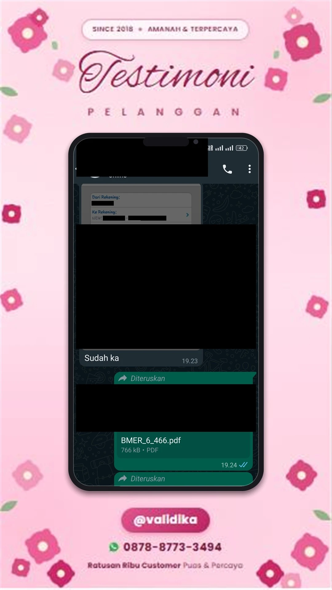 Bukti testimoni pelanggan