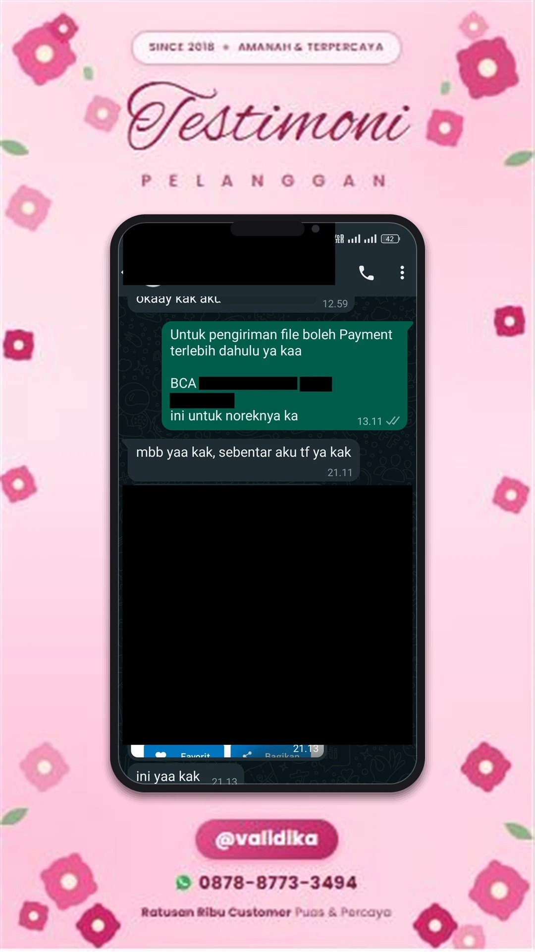 Bukti testimoni pelanggan
