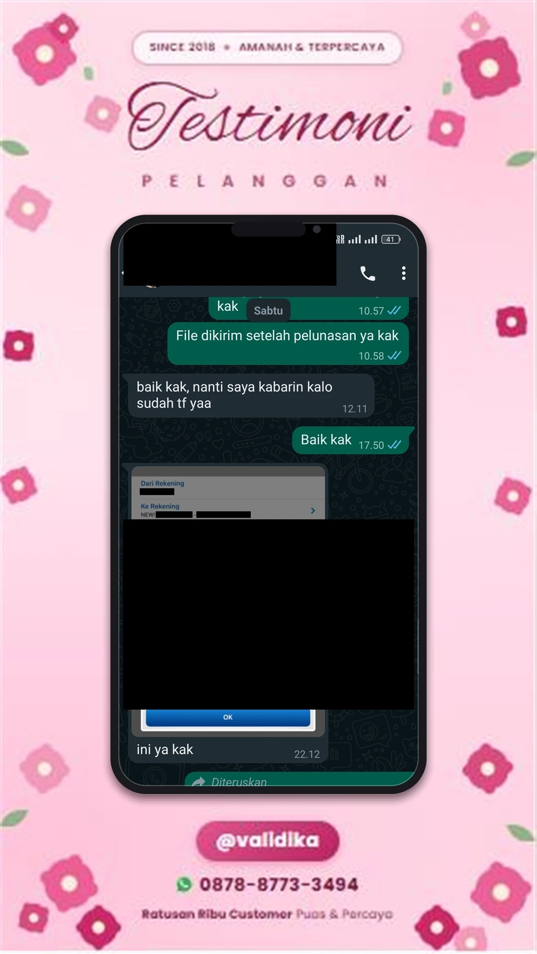 Bukti testimoni pelanggan
