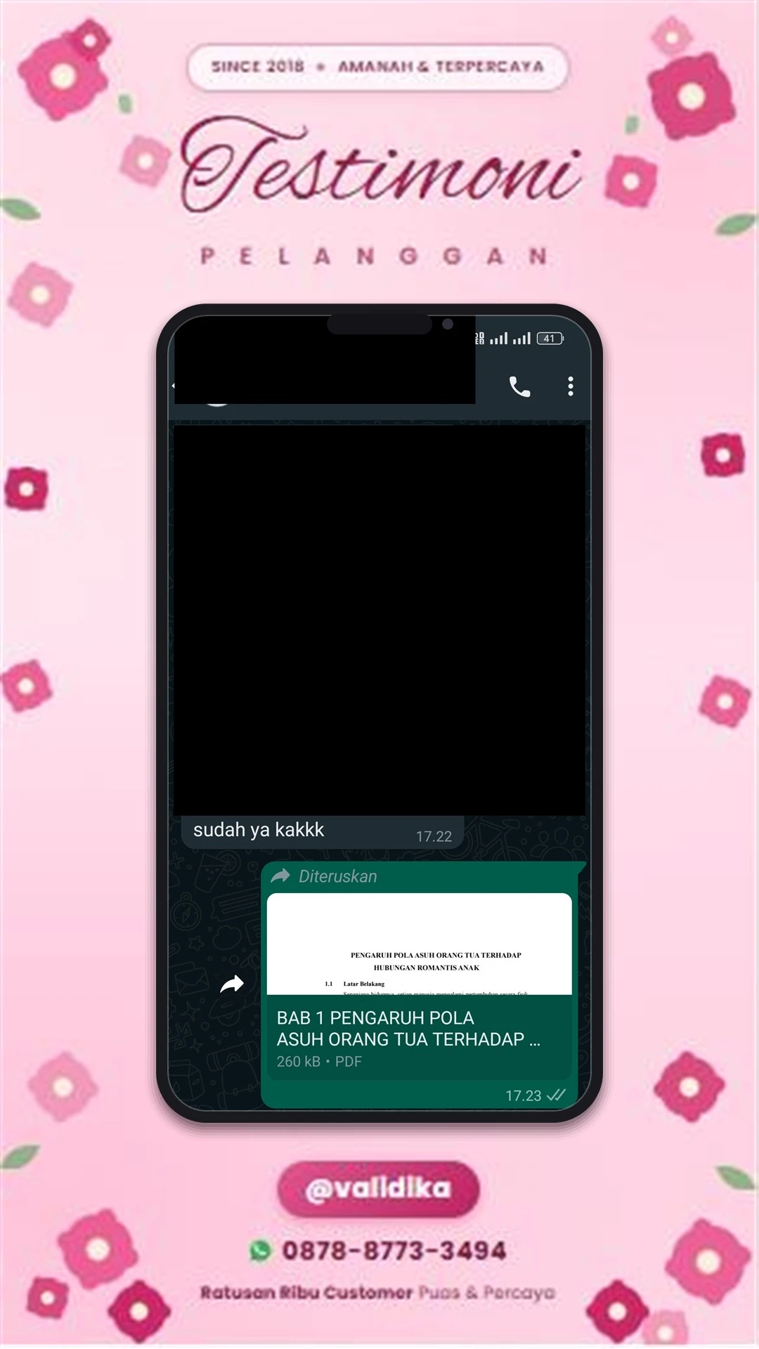 Bukti testimoni pelanggan
