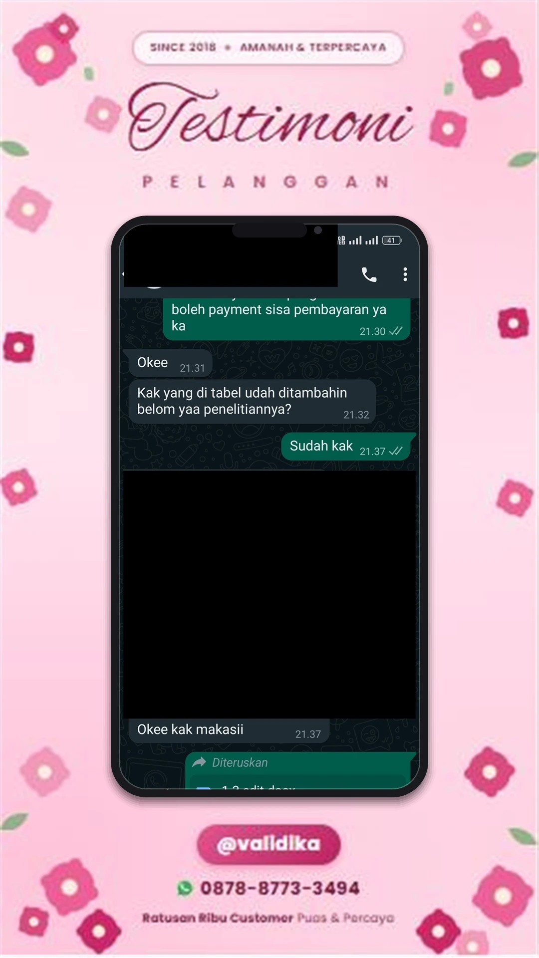 Bukti testimoni pelanggan