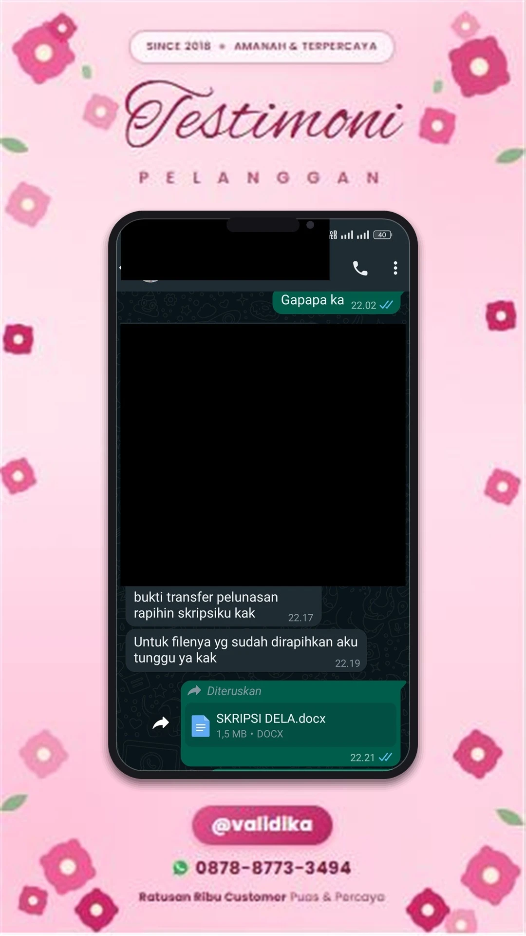 Bukti testimoni pelanggan