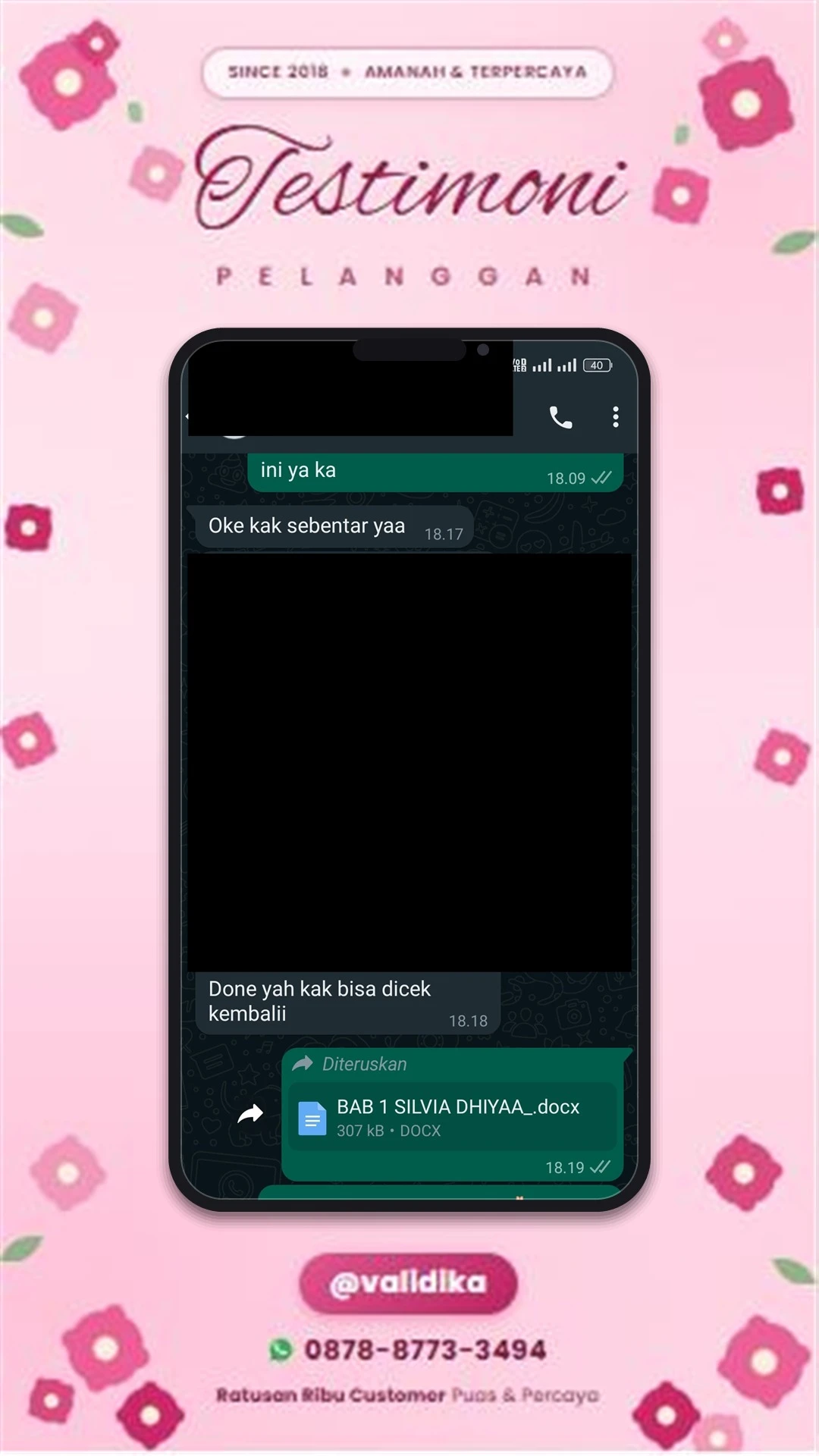 Bukti testimoni pelanggan