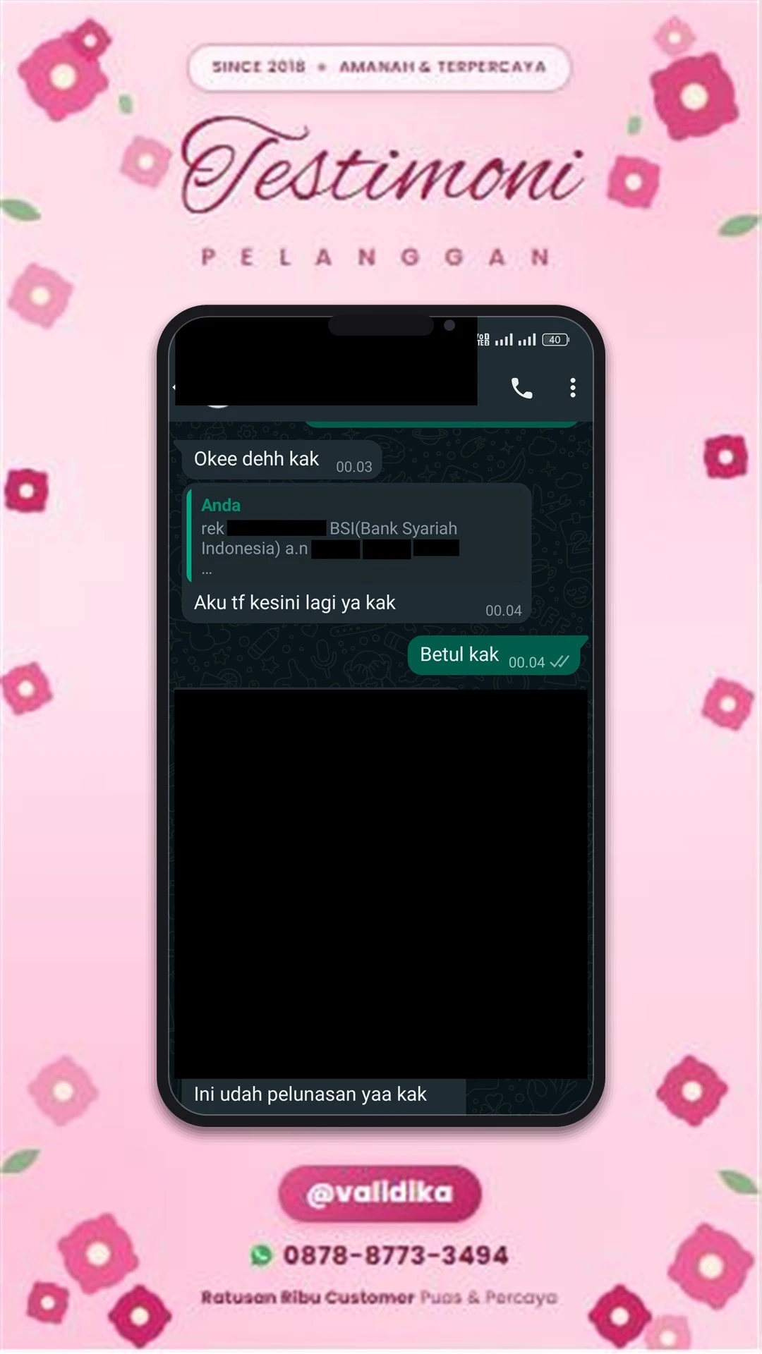 Bukti testimoni pelanggan