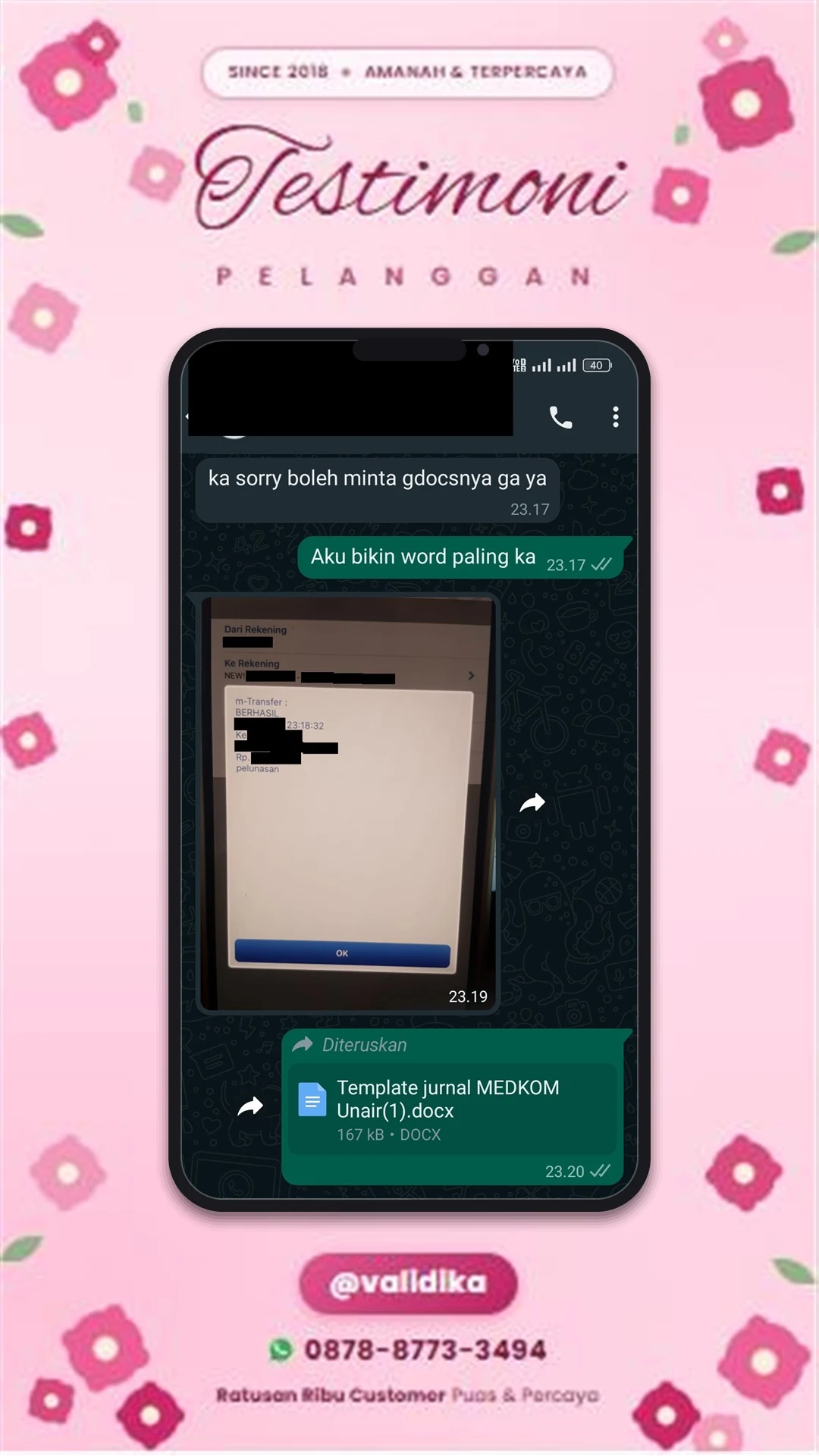 Bukti testimoni pelanggan