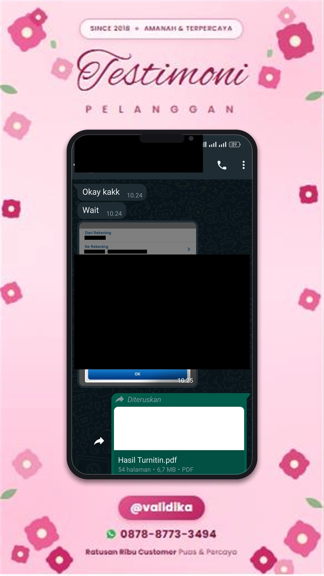 Bukti testimoni pelanggan