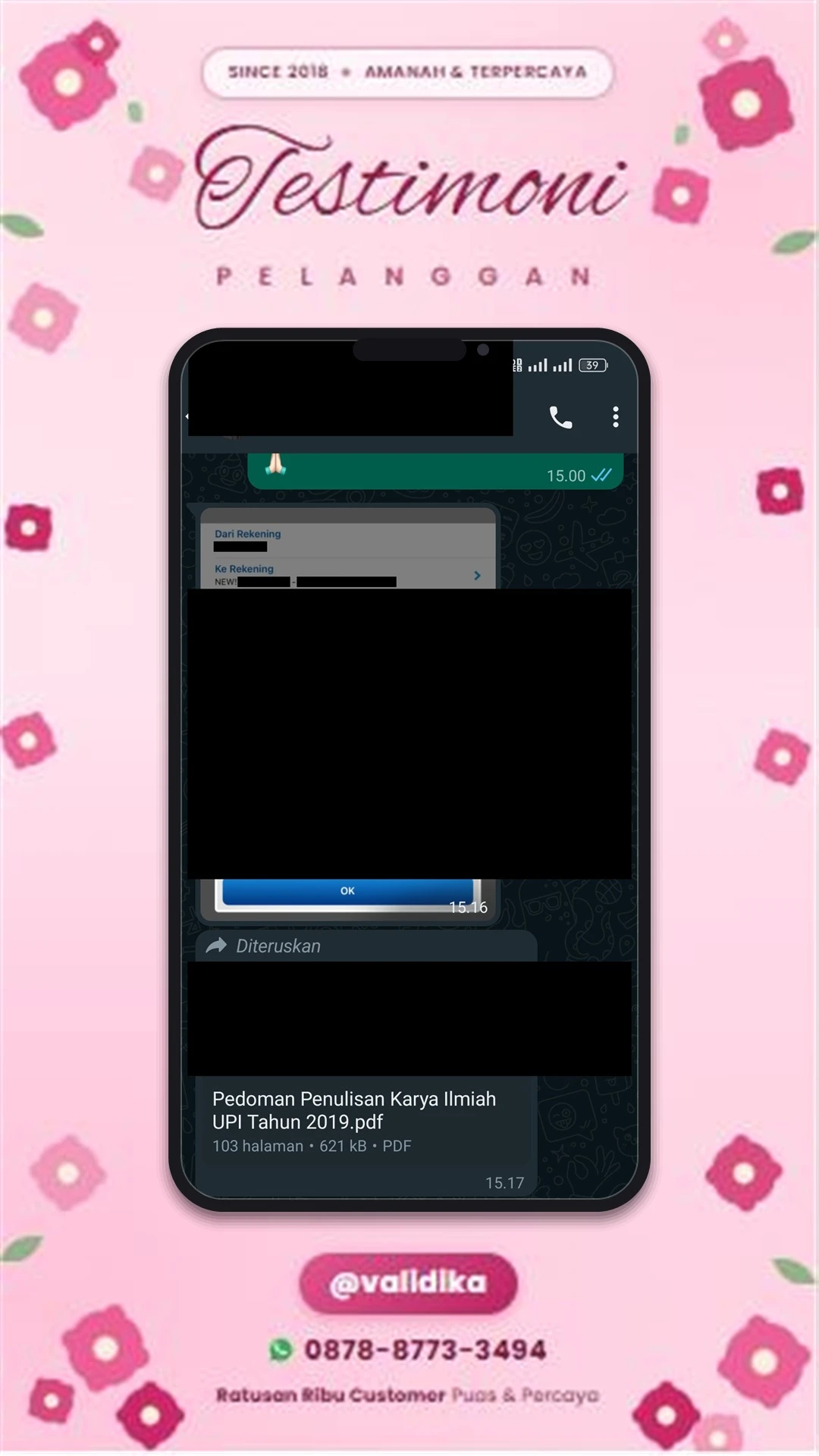 Bukti testimoni pelanggan