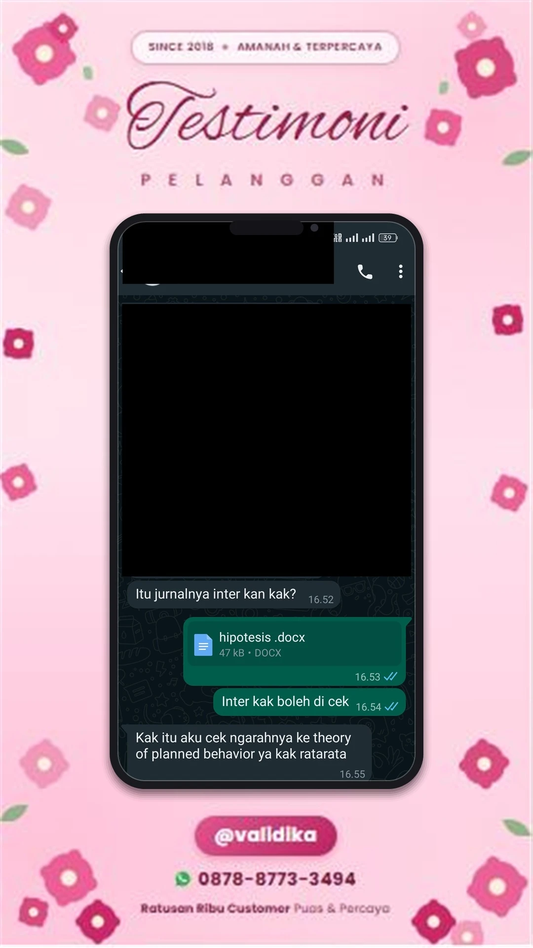 Bukti testimoni pelanggan