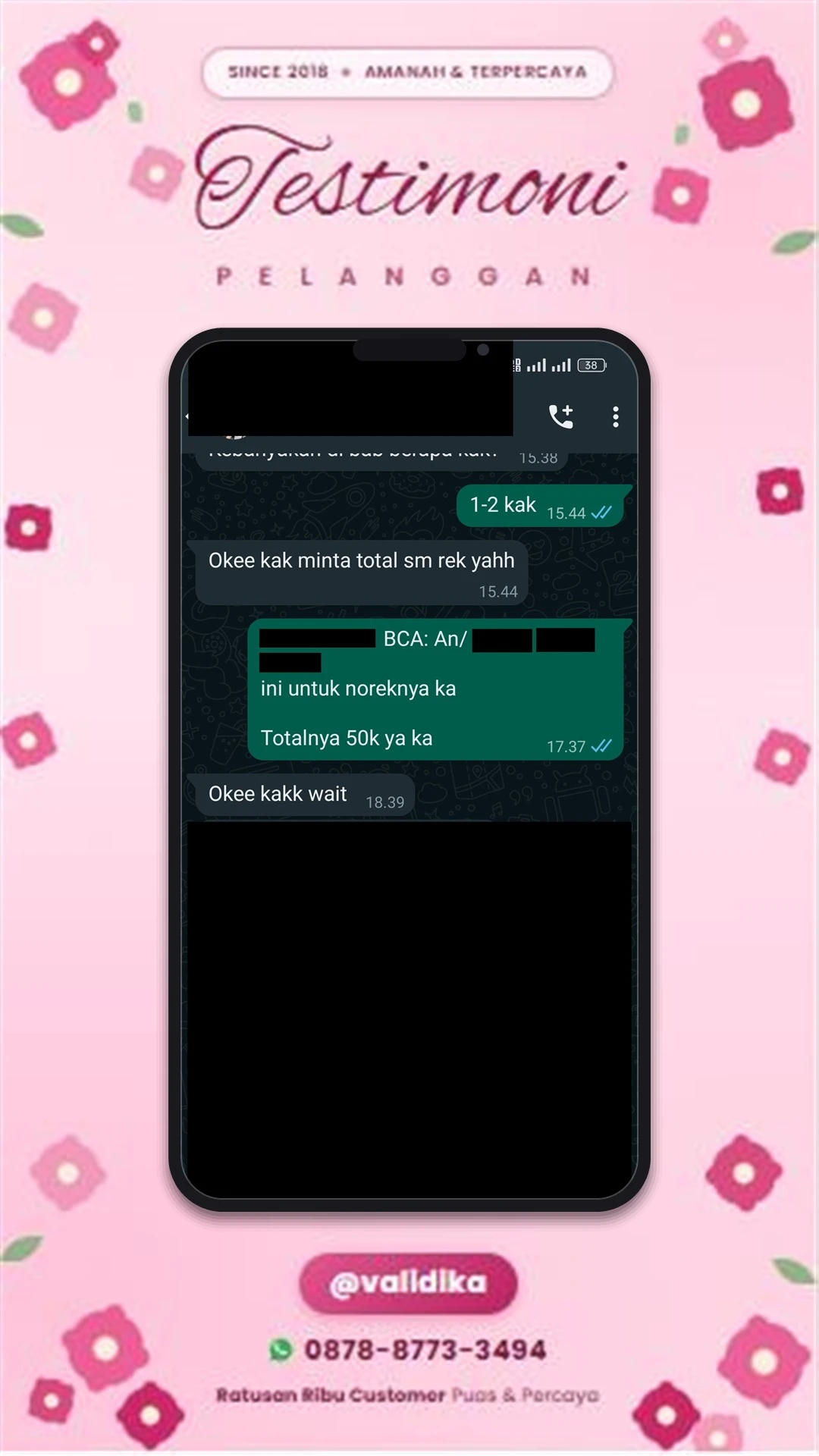 Bukti testimoni pelanggan