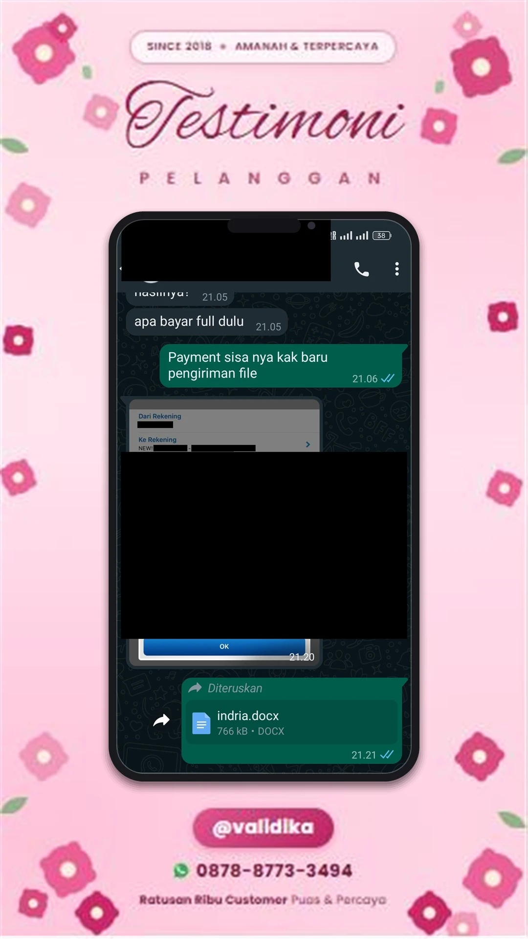 Bukti testimoni pelanggan