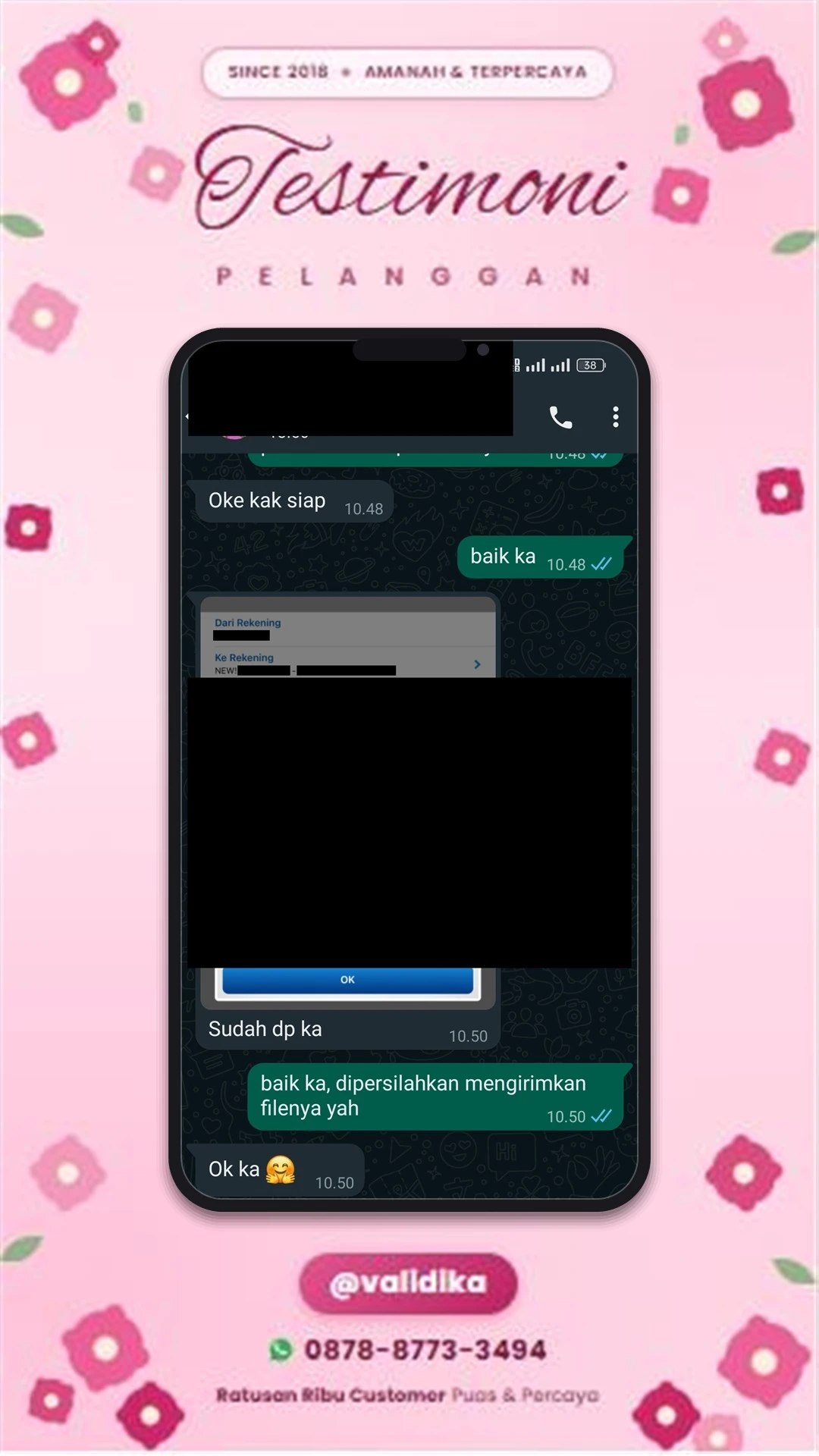 Bukti testimoni pelanggan