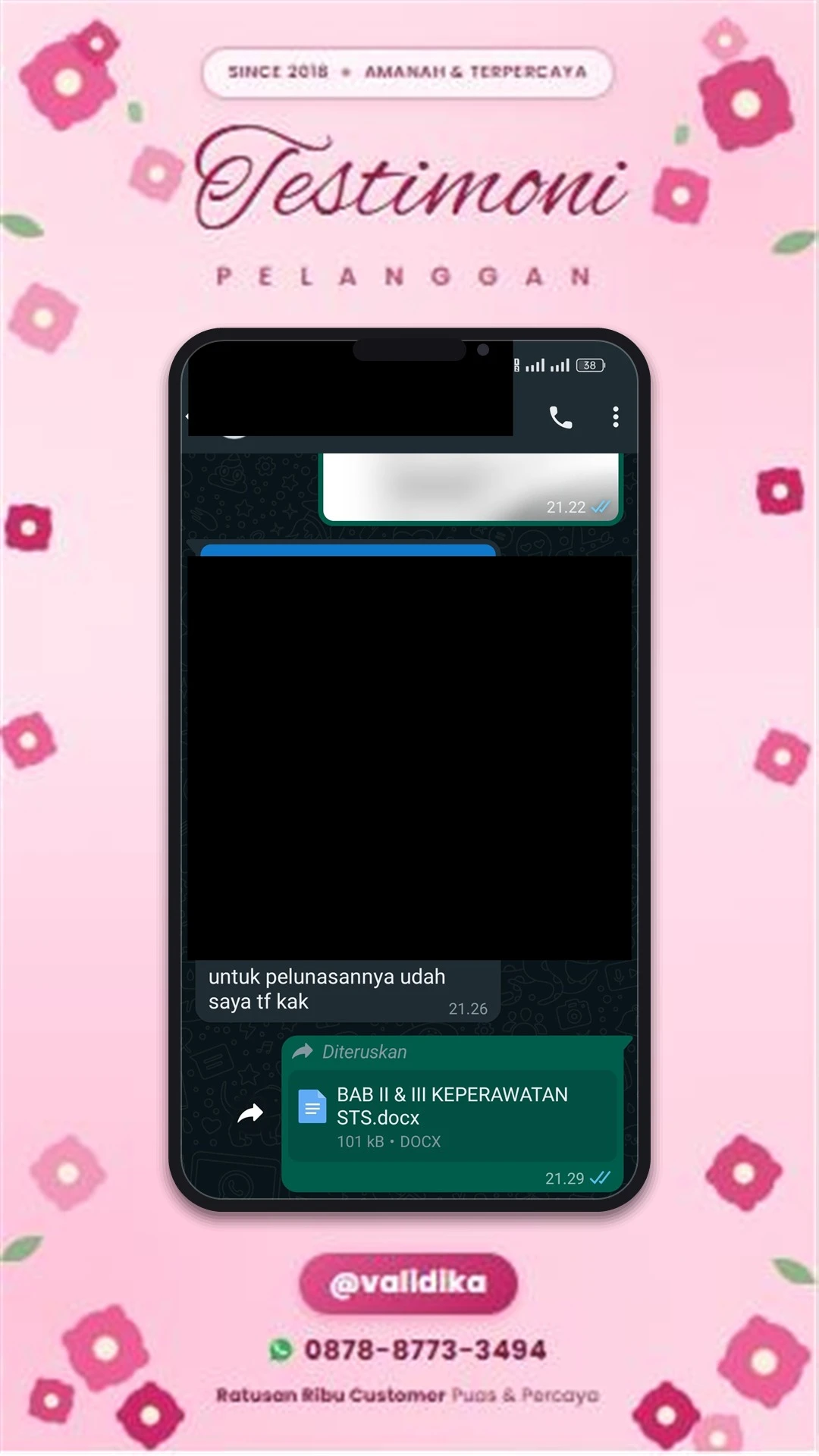 Bukti testimoni pelanggan