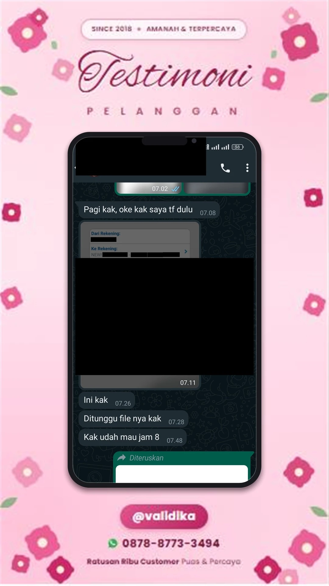 Bukti testimoni pelanggan