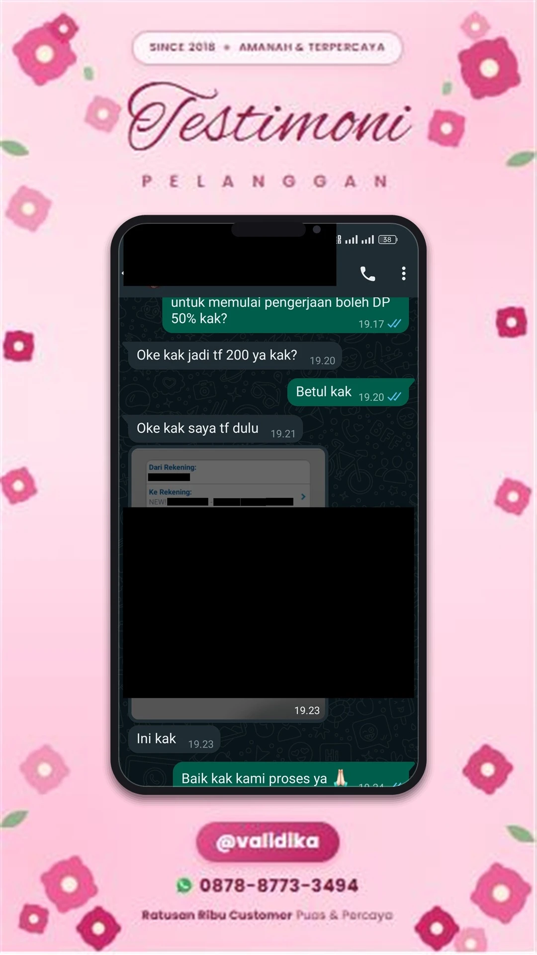 Bukti testimoni pelanggan