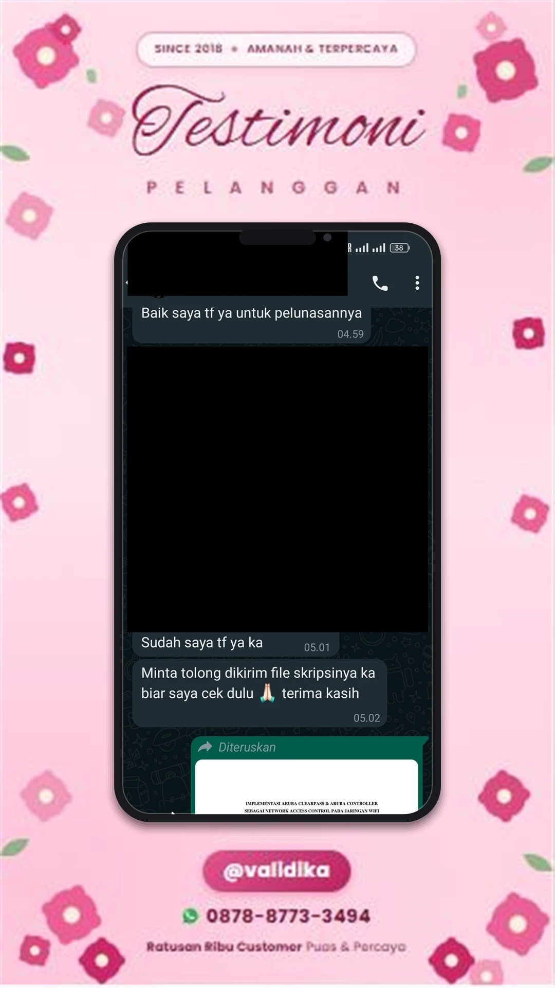 Bukti testimoni pelanggan