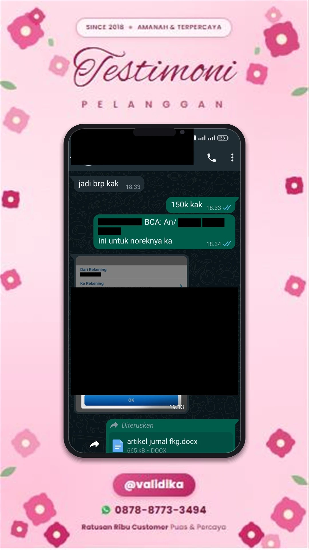 Bukti testimoni pelanggan
