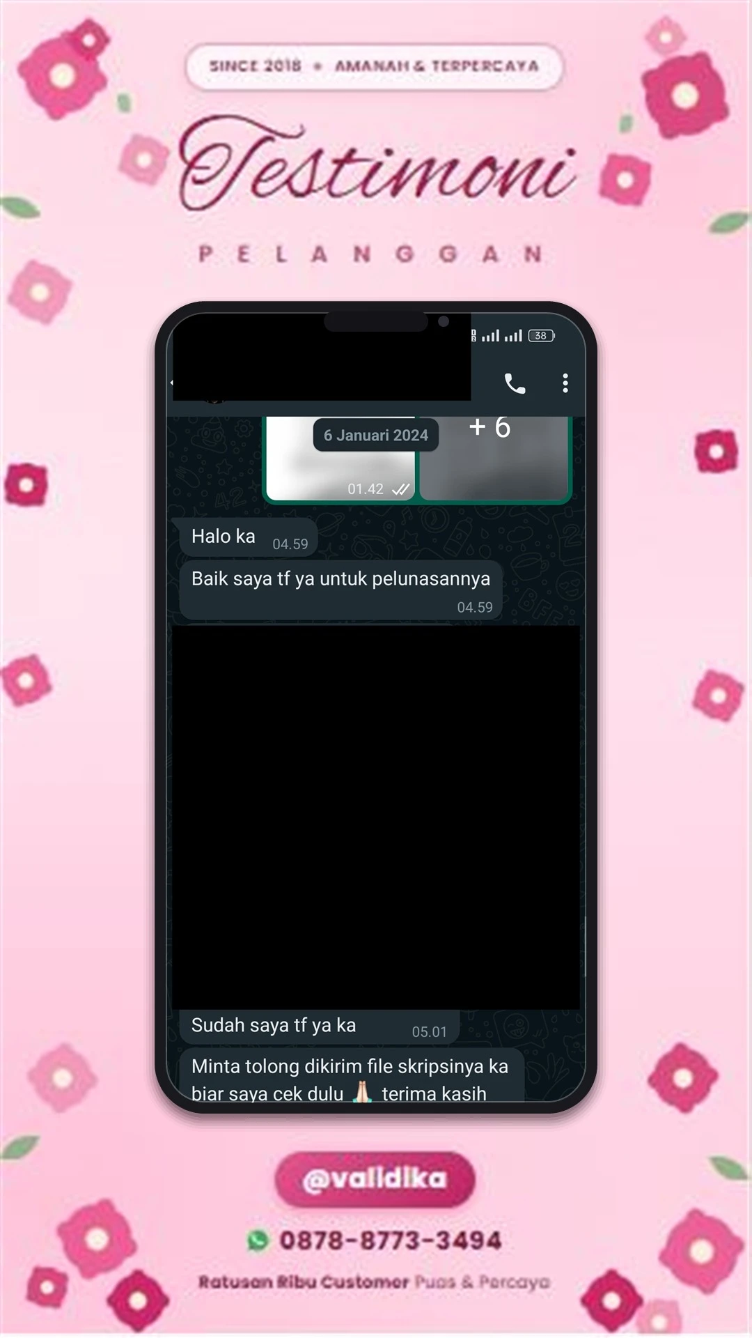 Bukti testimoni pelanggan